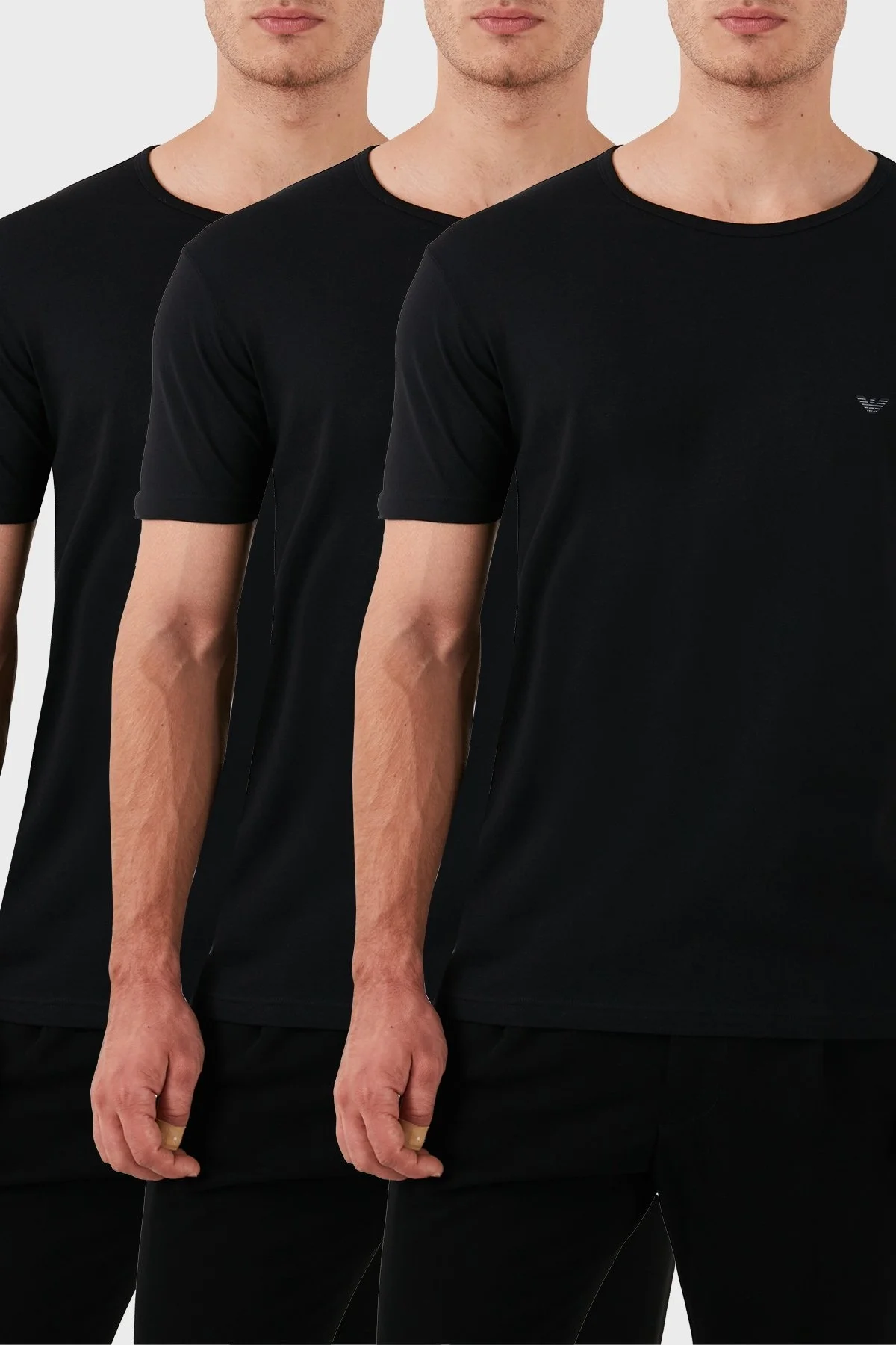 Emporio Armani Slim Fit Pamuklu 3 Pack Erkek T Shirt 110821 CC712 0020 SİYAH - 1