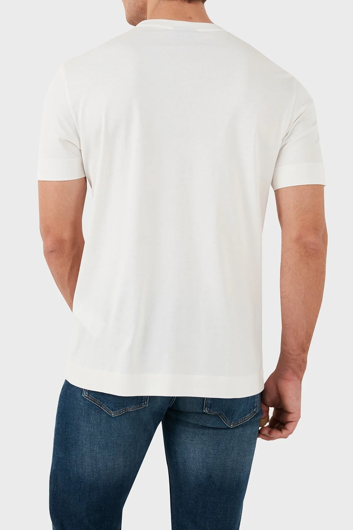 Emporio Armani Slim Fit Pamuklu Bisiklet Yaka Erkek T Shirt 6D1TM1 1JOCZ 01B8 BEYAZ - 9