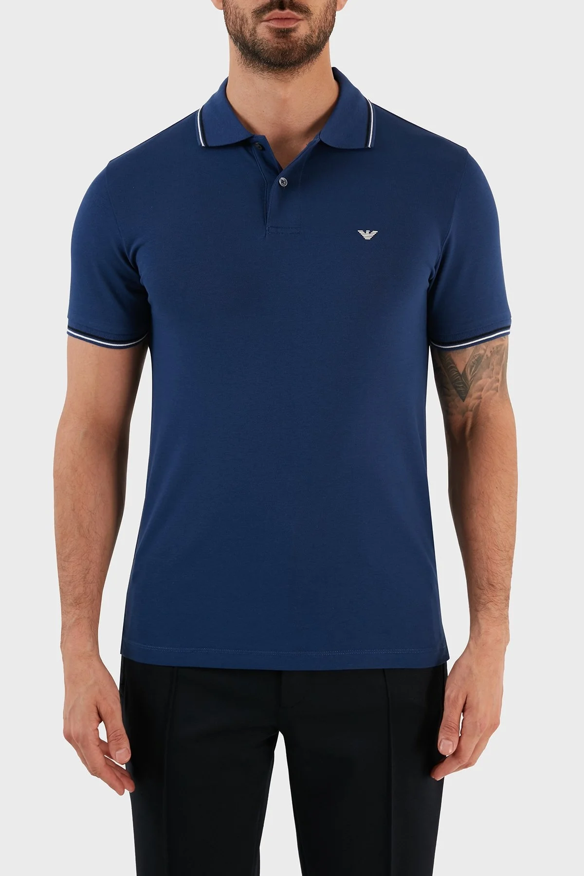 Emporio Armani Slim Fit Pamuklu Düğmeli Erkek Polo T Shirt 8N1FB41JPTZ 0938 SAKS - 1