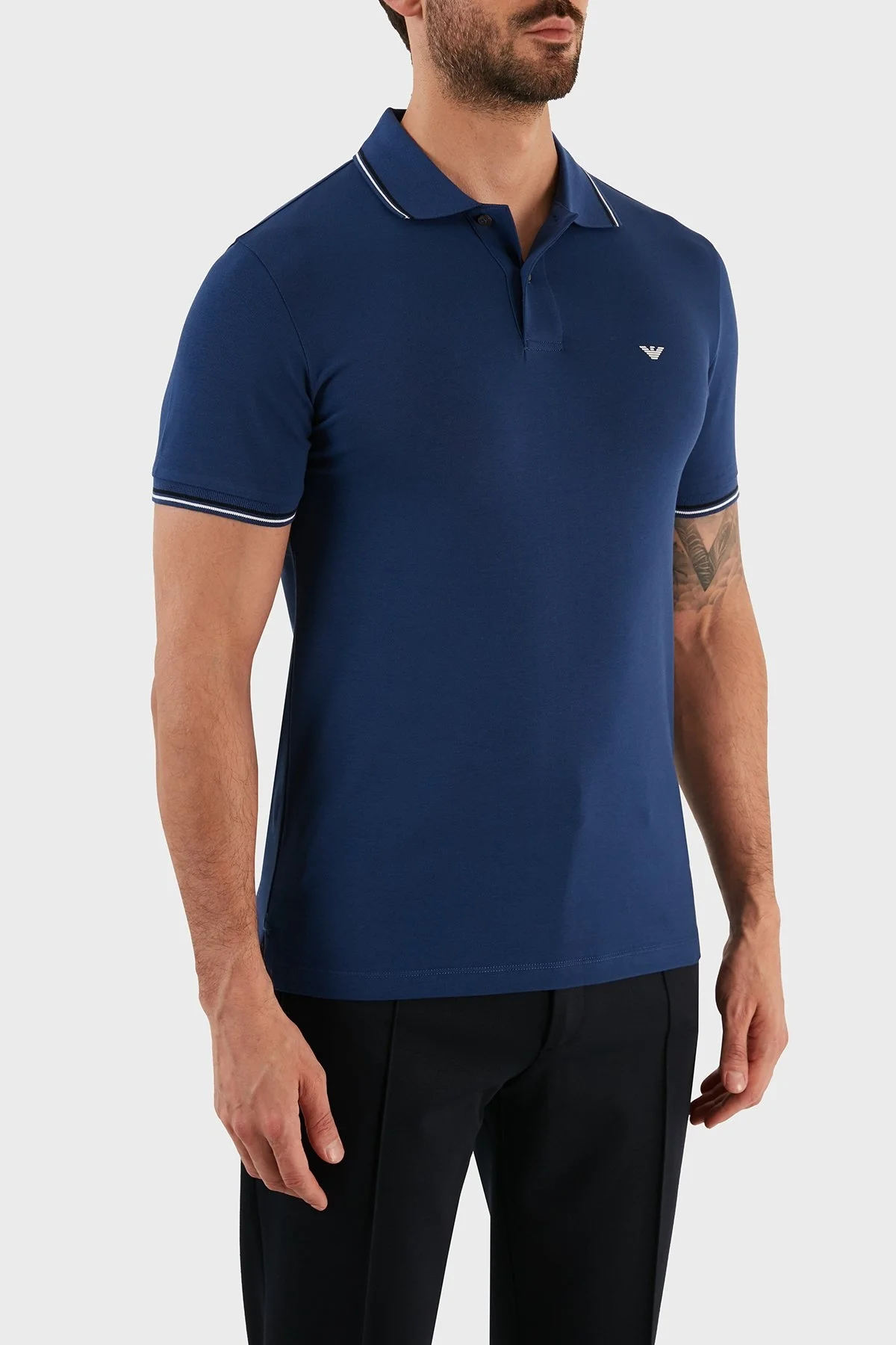 Emporio Armani Slim Fit Pamuklu Düğmeli Erkek Polo T Shirt 8N1FB41JPTZ 0938 SAKS - 3