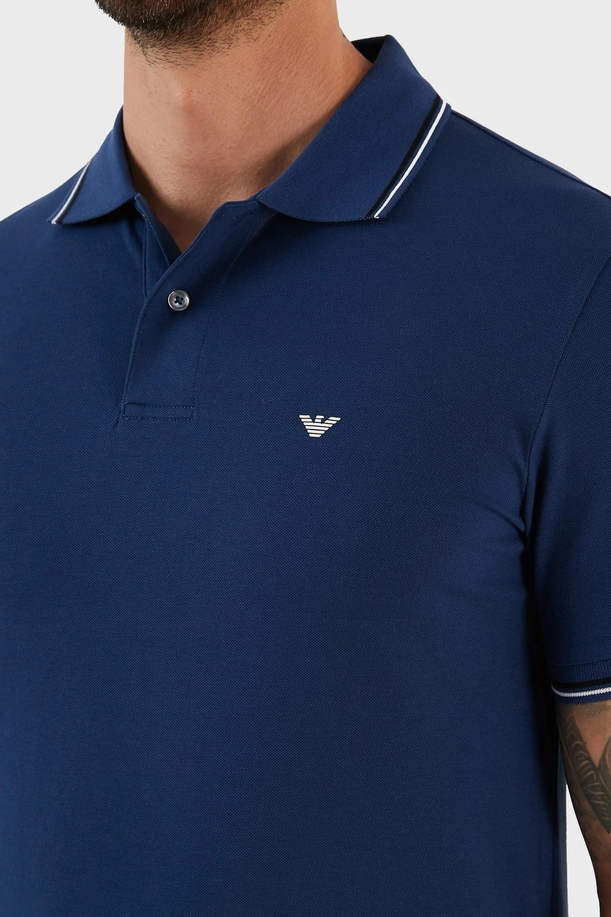 Emporio Armani Slim Fit Pamuklu Düğmeli Erkek Polo T Shirt 8N1FB41JPTZ 0938 SAKS - 5