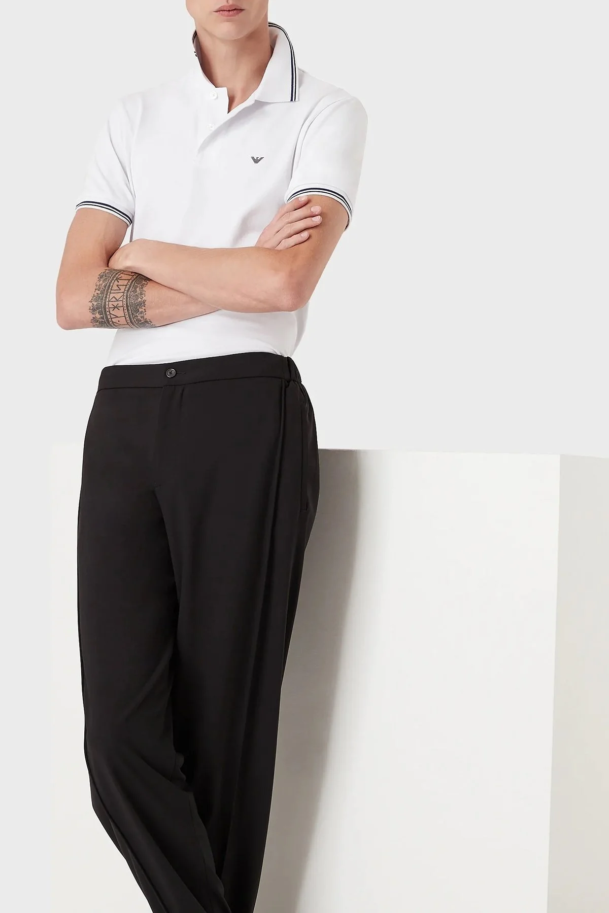 Emporio Armani Slim Fit Pamuklu Düğmeli Polo Erkek T Shirt 8N1FB41JPTZ 0100 BEYAZ - 4