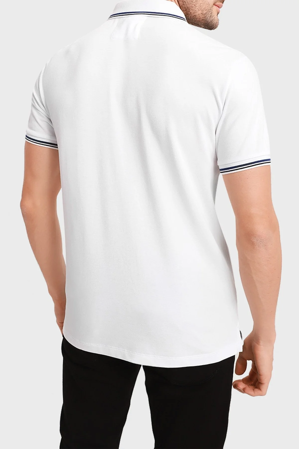 Emporio Armani Slim Fit Pamuklu Düğmeli T Shirt Erkek Polo 8N1FB3 1JPTZ 0100 BEYAZ - 3