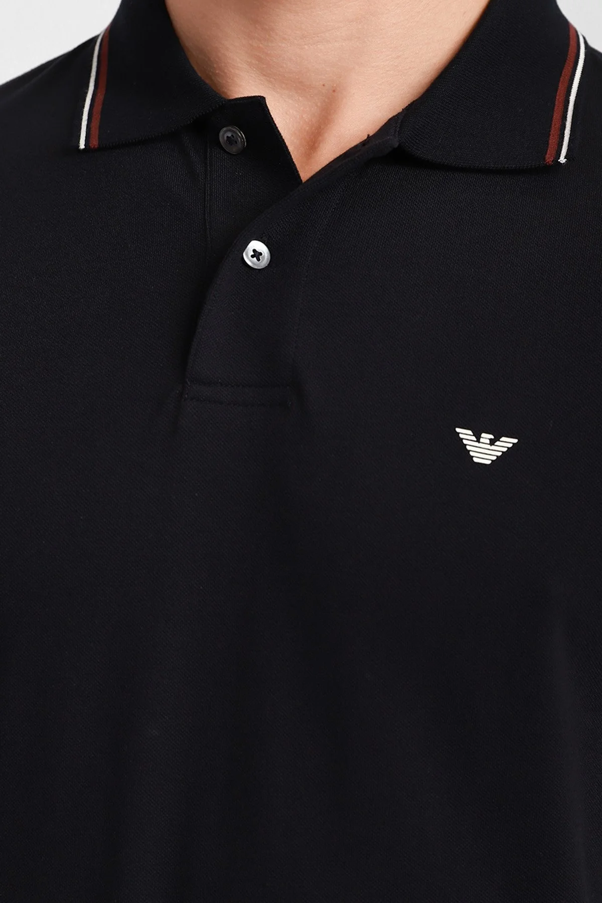 Emporio Armani Slim Fit Pamuklu Düğmeli T Shirt Erkek Polo 8N1FB3 1JPTZ 0999 SİYAH - 2