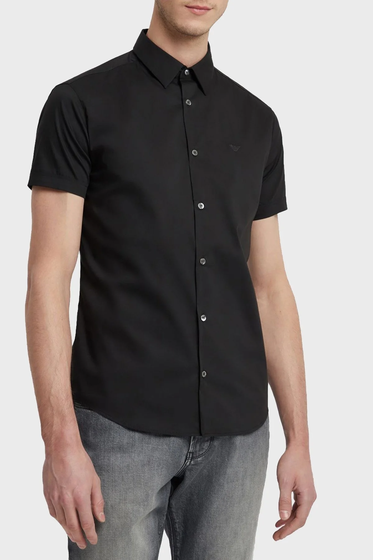 Emporio Armani Slim Fit Pamuklu Erkek Gömlek 8N1C10 1N06Z 0999 SİYAH - 1