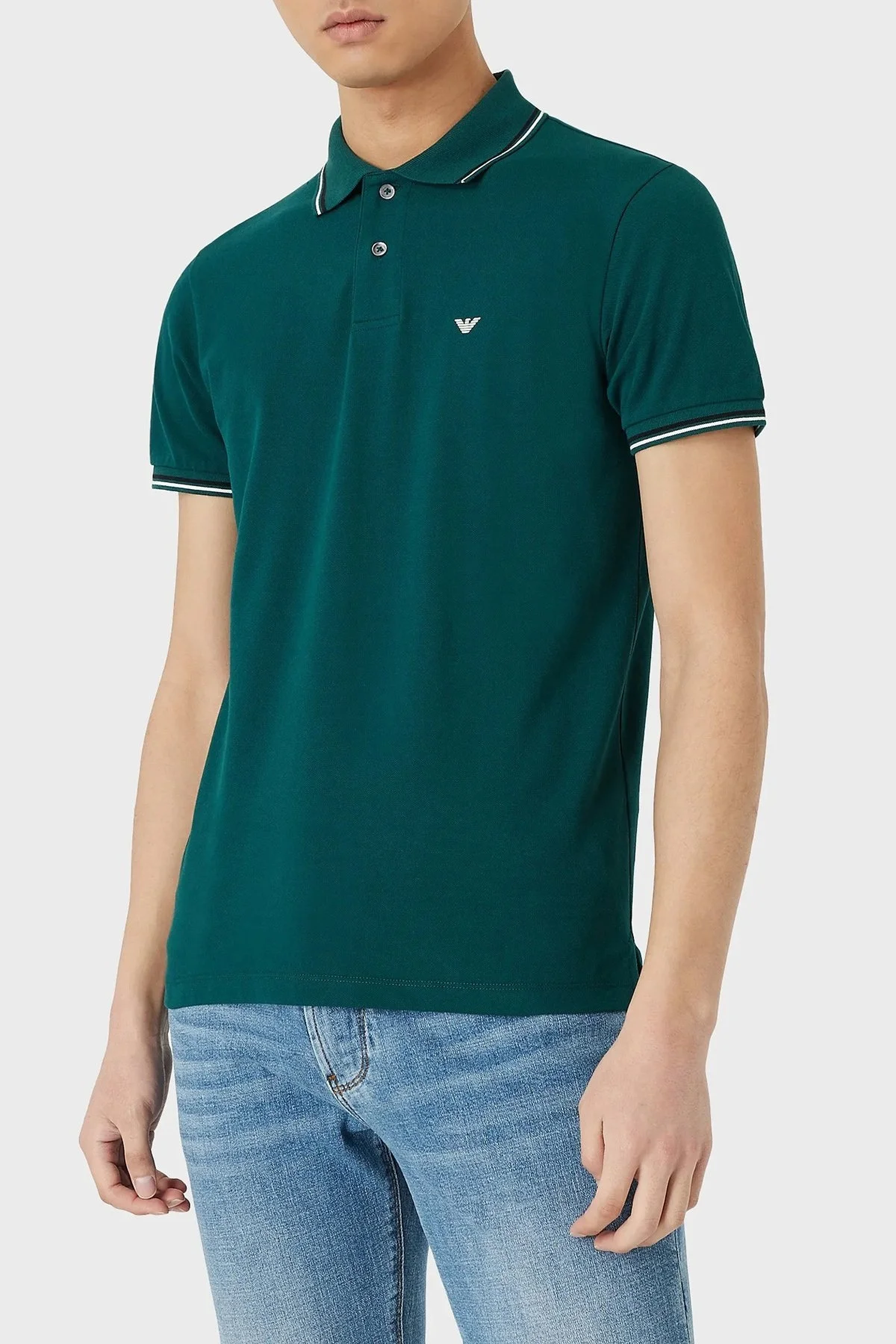 Emporio Armani Slim Fit Pamuklu Erkek Polo T Shirt 8N1FB3 1JPTZ 0524 YEŞİL - 1