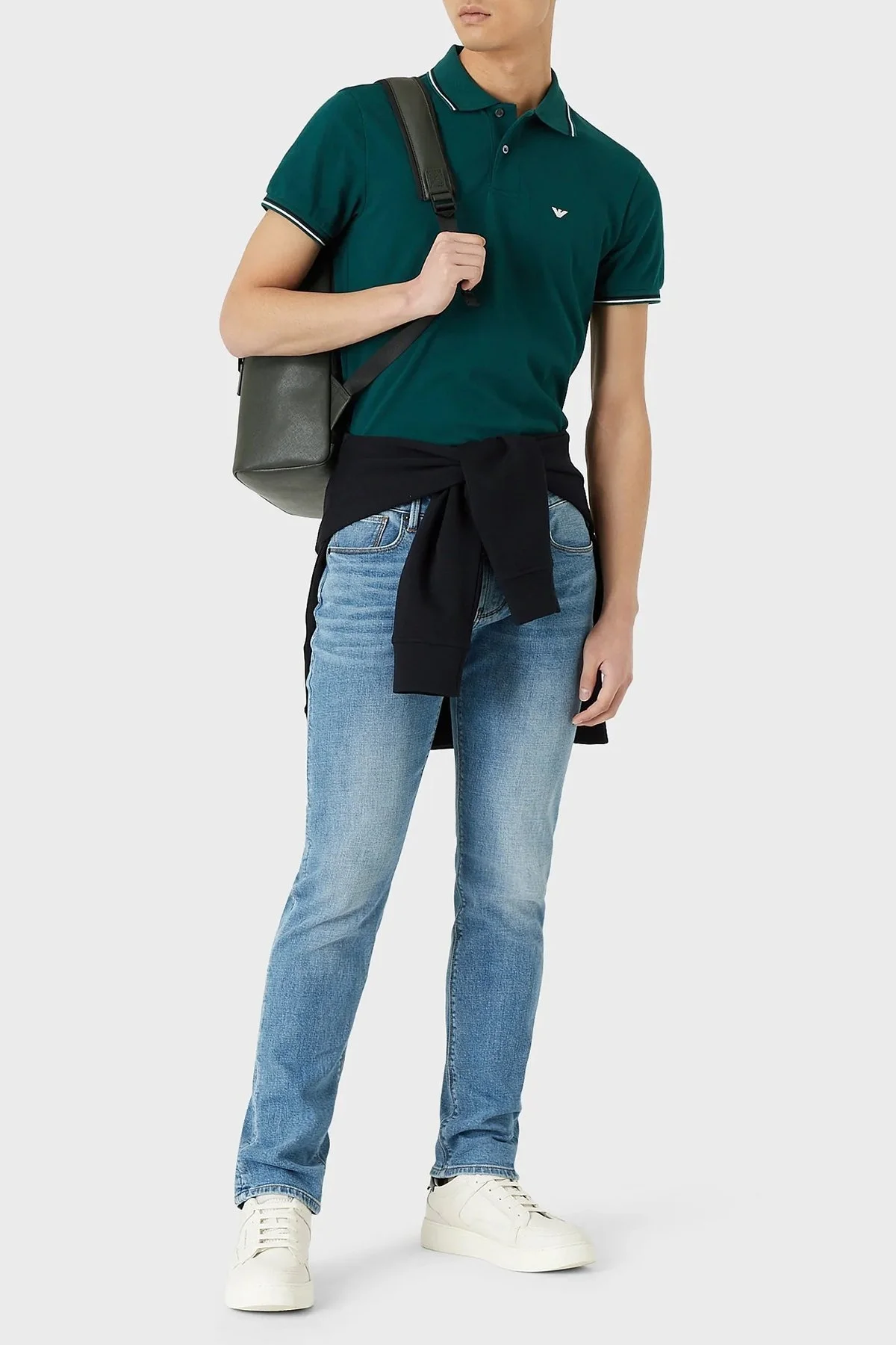 Emporio Armani Slim Fit Pamuklu Erkek Polo T Shirt 8N1FB3 1JPTZ 0524 YEŞİL - 3