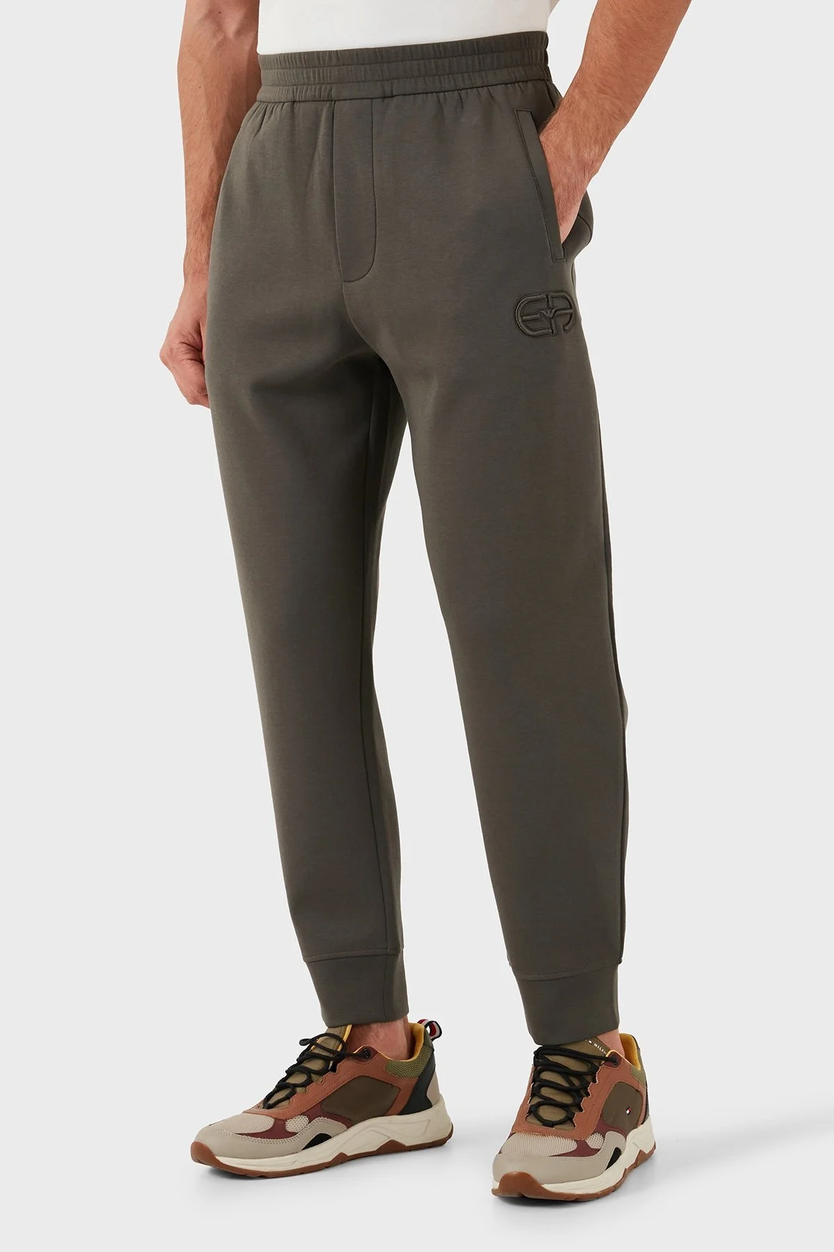 Emporio Armani Slim Fit Pamuklu Logolu Beli Lastikli Cepli Erkek Pantolon 8N1PT0 1JHSZ 06K0 HAKİ - 8