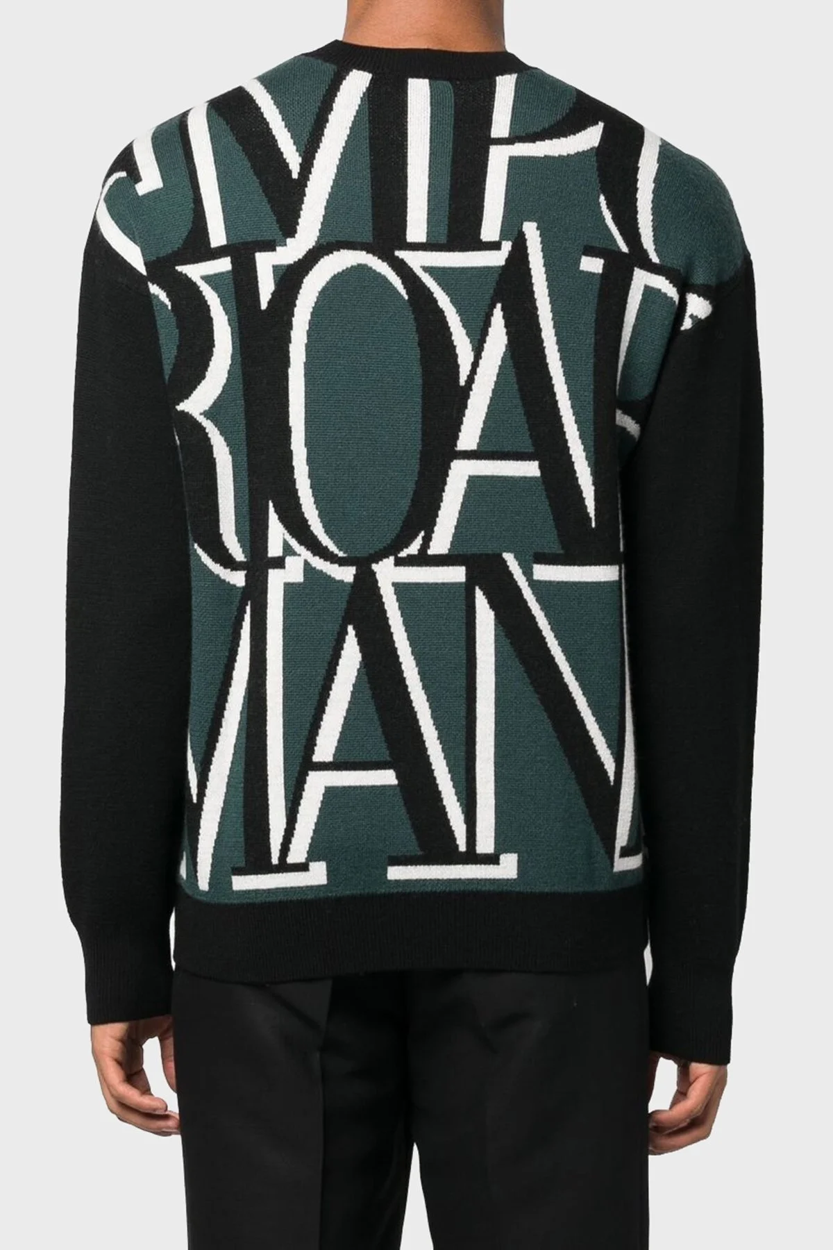 Emporio Armani Slim Fit Tamamı Logolu Bisiklet Yaka % 100 Yün Erkek Kazak 6L1MXW 1MCPZ F022 HAKİ - 3