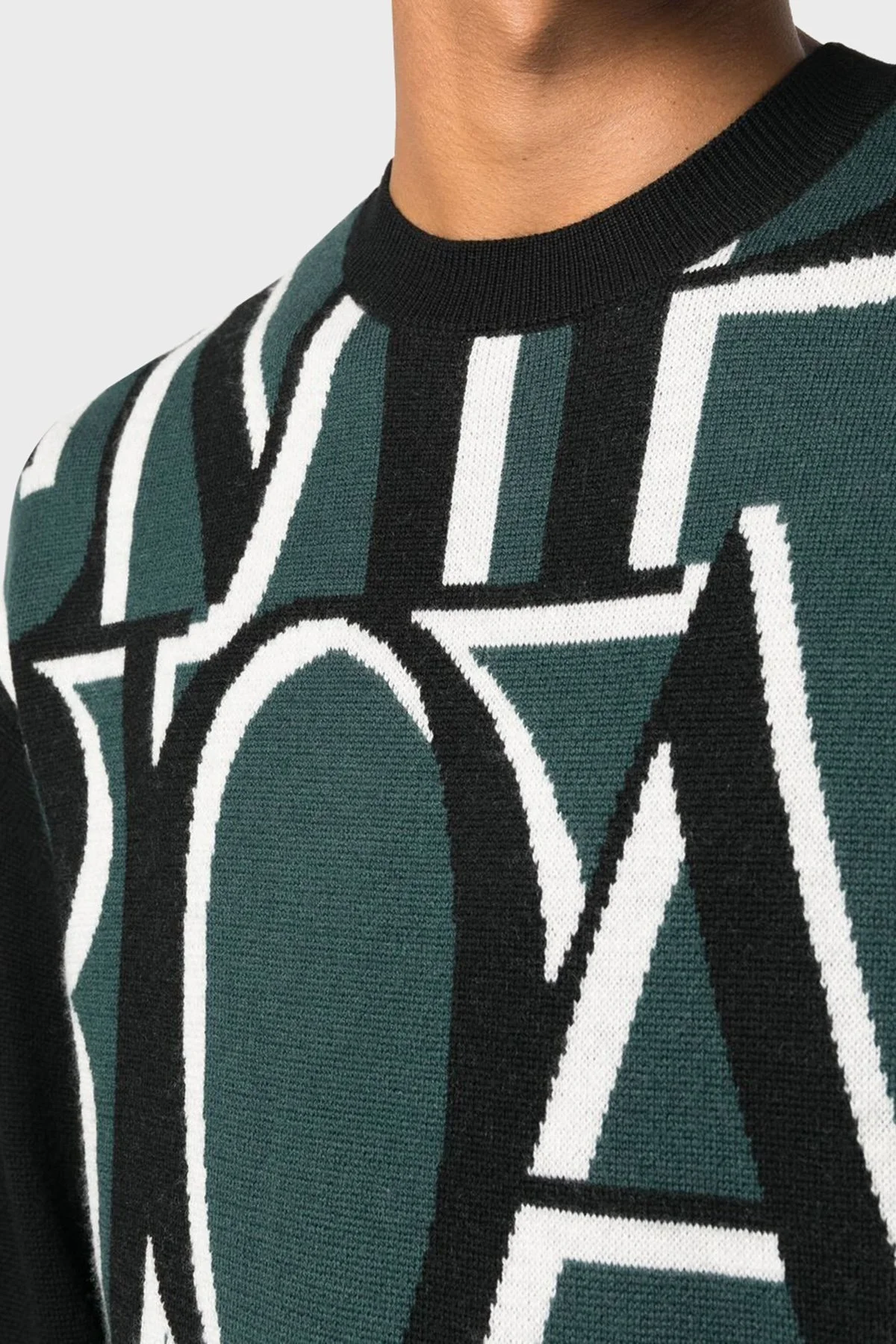 Emporio Armani Slim Fit Tamamı Logolu Bisiklet Yaka % 100 Yün Erkek Kazak 6L1MXW 1MCPZ F022 HAKİ - 4