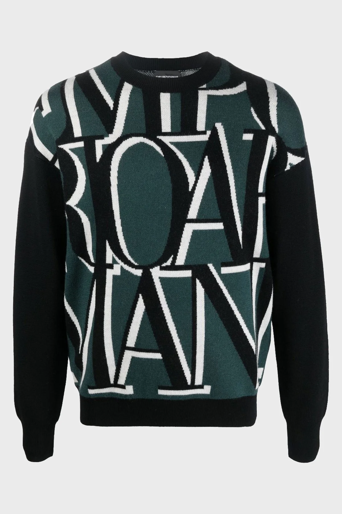 Emporio Armani Slim Fit Tamamı Logolu Bisiklet Yaka % 100 Yün Erkek Kazak 6L1MXW 1MCPZ F022 HAKİ - 5