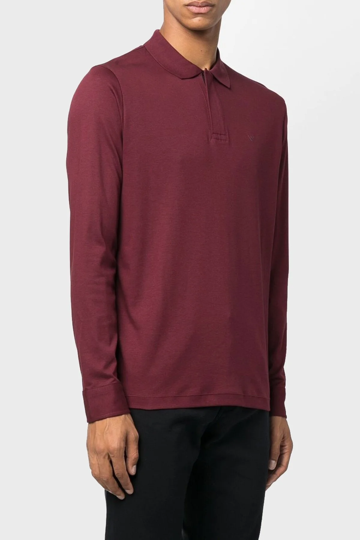 Emporio Armani Pamuklu Slim Fit Uzun Kollu Erkek Polo T Shirt 6L1FD0 1JPRZ 0397 BORDO - 1
