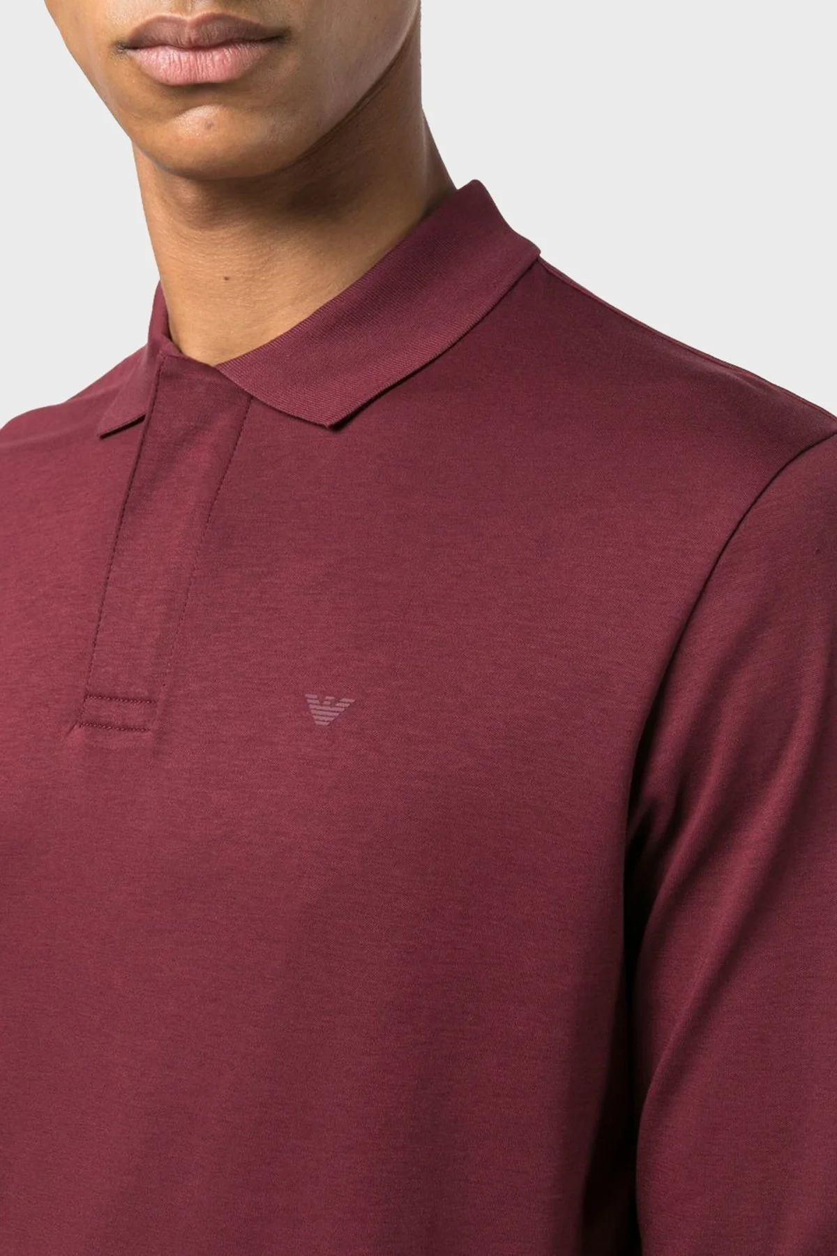 Emporio Armani Pamuklu Slim Fit Uzun Kollu Erkek Polo T Shirt 6L1FD0 1JPRZ 0397 BORDO - 3