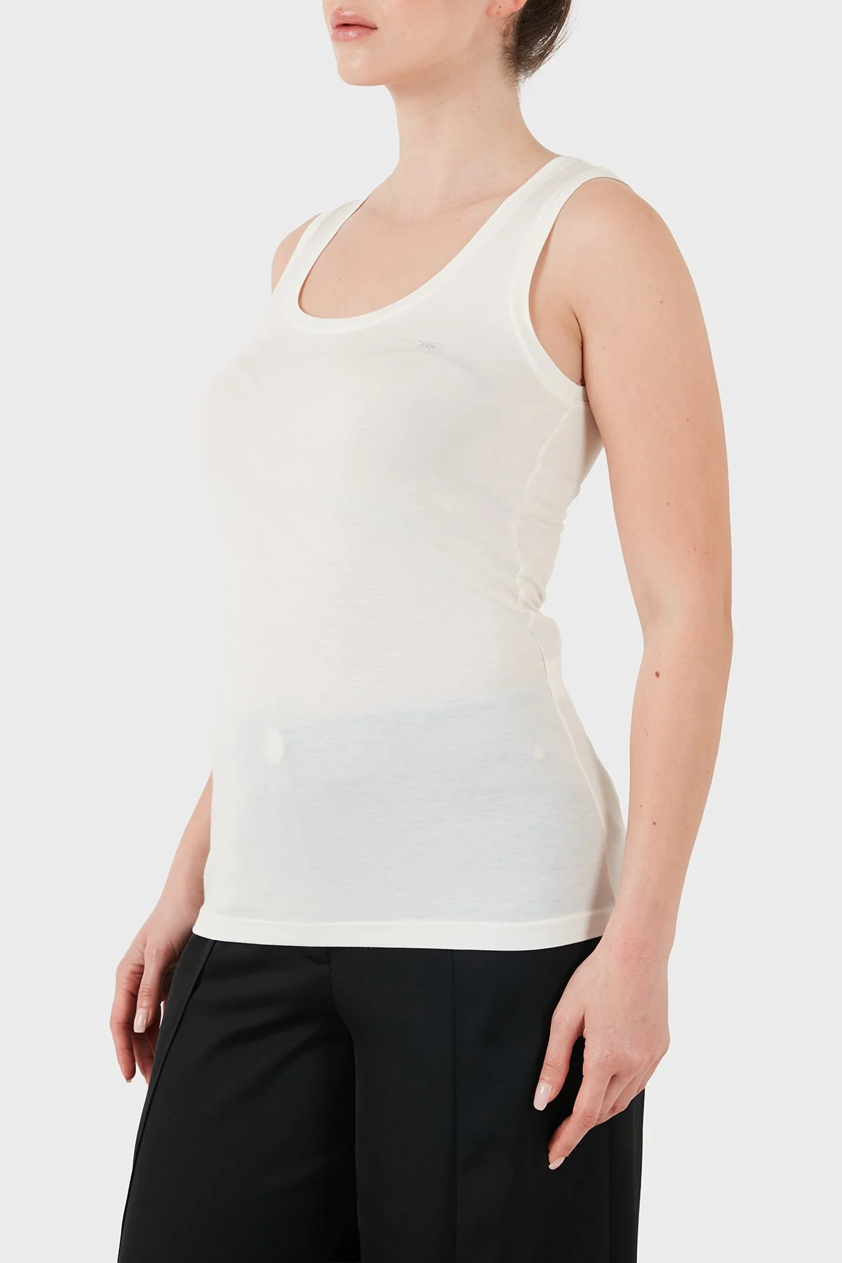 Emporio Armani Slim Fit Yuvarlak Yaka Kadın Top EW000407 AF19024 U1131 EKRU - 5