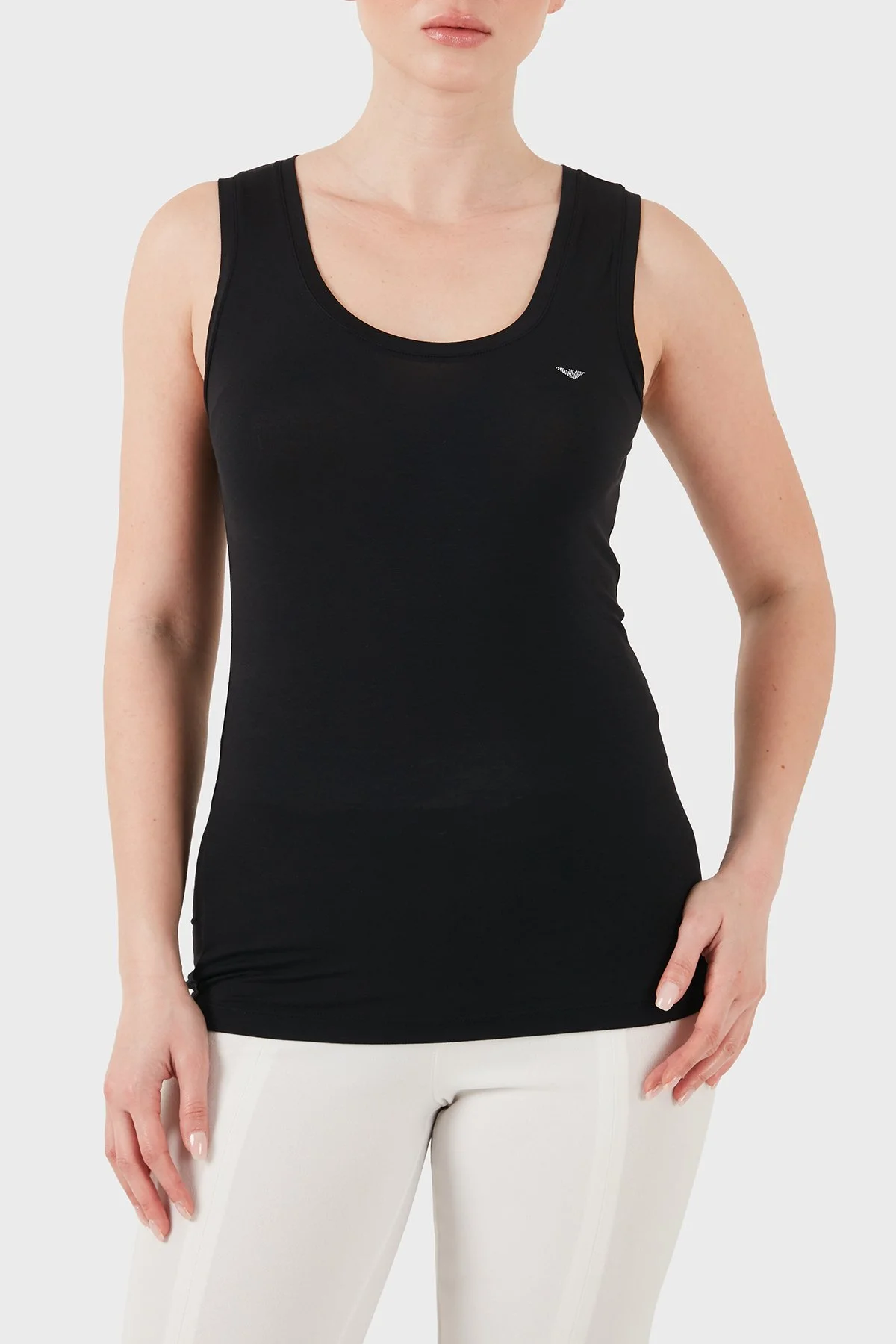 Emporio Armani Slim Fit Yuvarlak Yaka Kadın Top EW000407 AF19024 UC001 SİYAH - 1