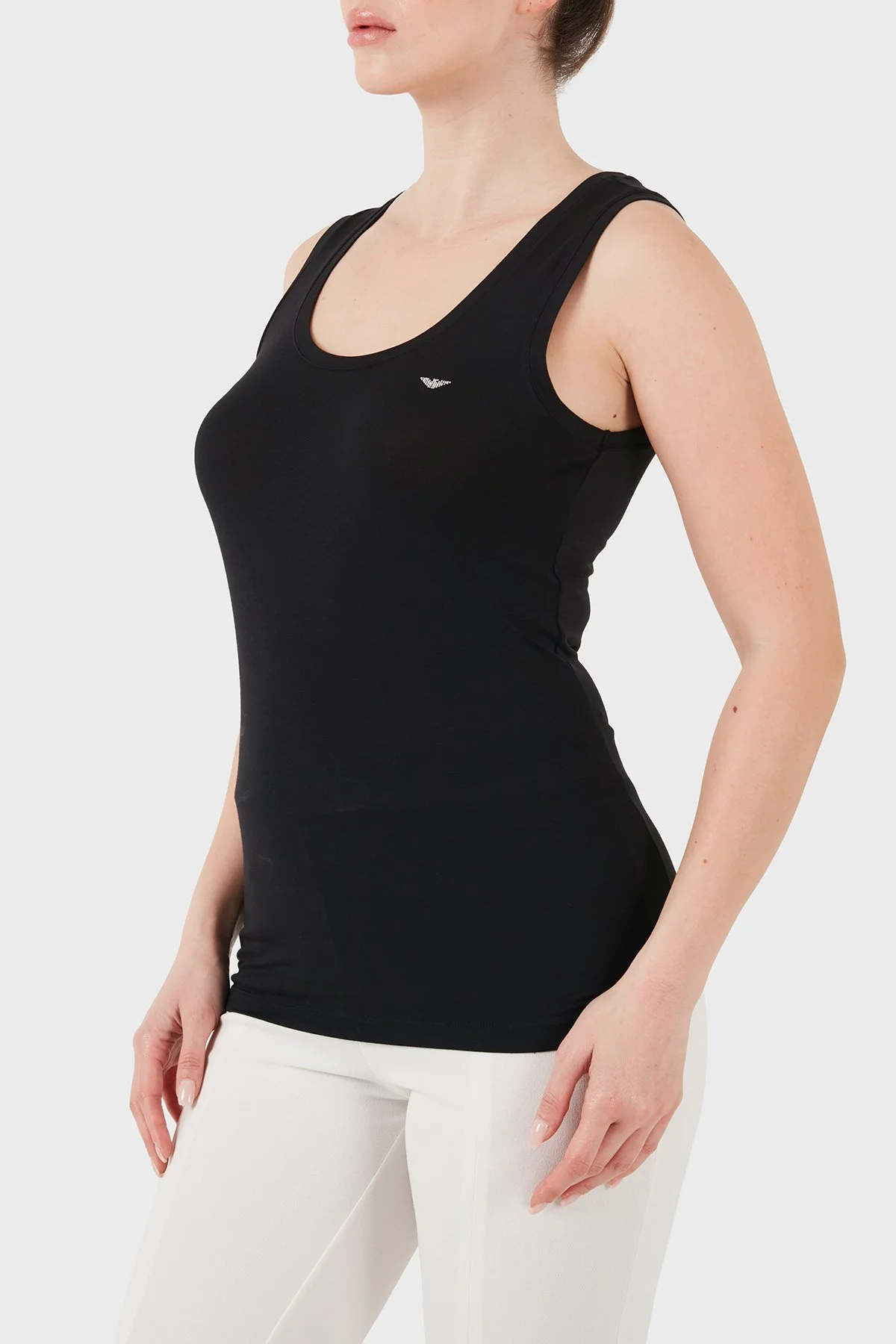 Emporio Armani Slim Fit Yuvarlak Yaka Kadın Top EW000407 AF19024 UC001 SİYAH - 5