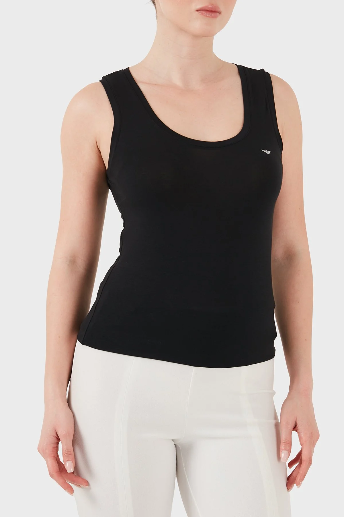 Emporio Armani Slim Fit Yuvarlak Yaka Kadın Top EW000407 AF19024 UC001 SİYAH - 6