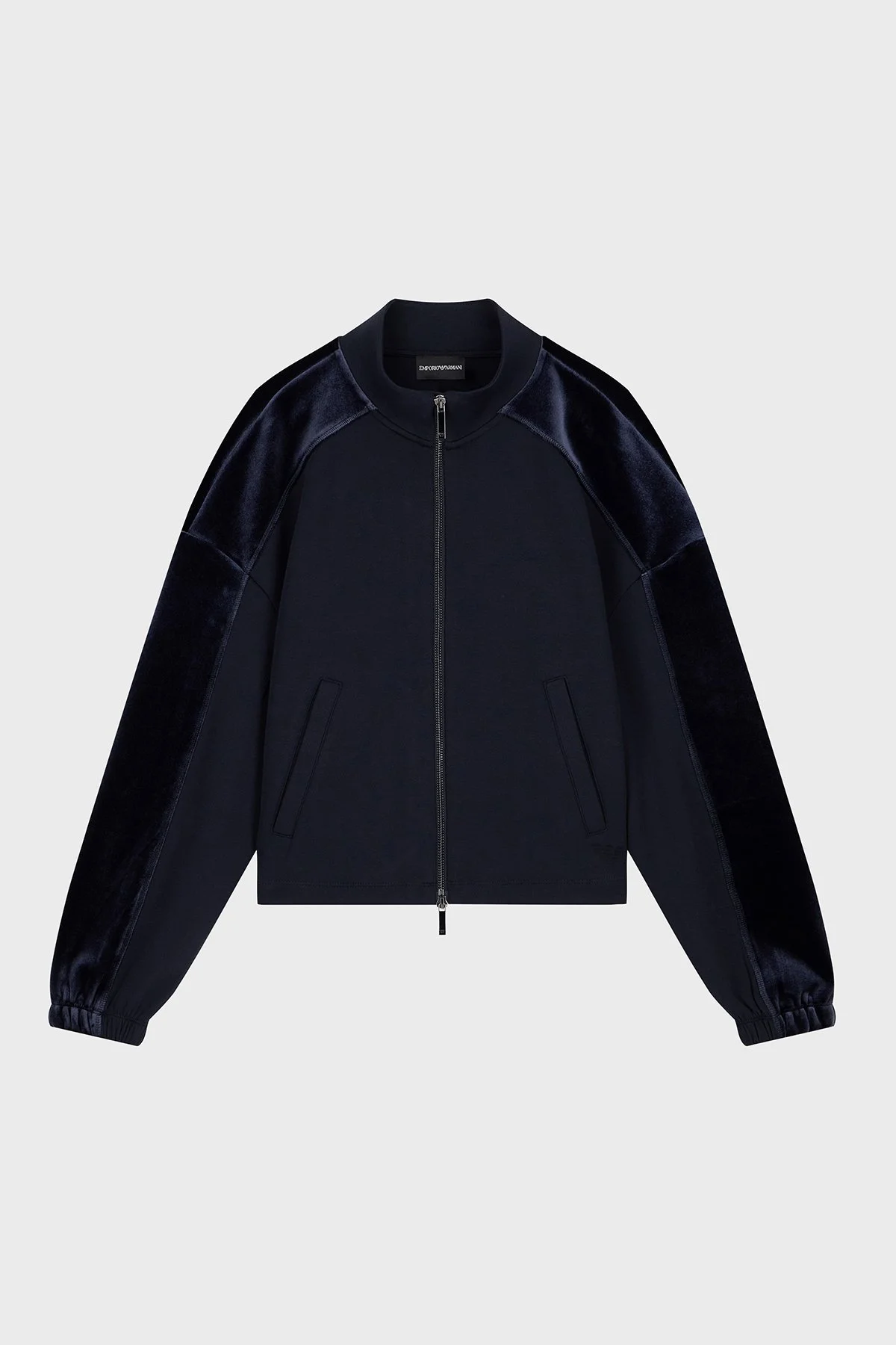 Emporio Armani Şönil Şerit Detaylı Logolu Pamuklu Kadın Ceket EW004206 AF10002 UB118 Lacivert - 2