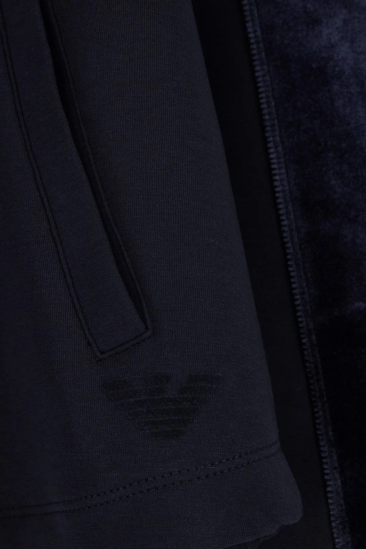 Emporio Armani Şönil Şerit Detaylı Logolu Pamuklu Kadın Ceket EW004206 AF10002 UB118 Lacivert - 4
