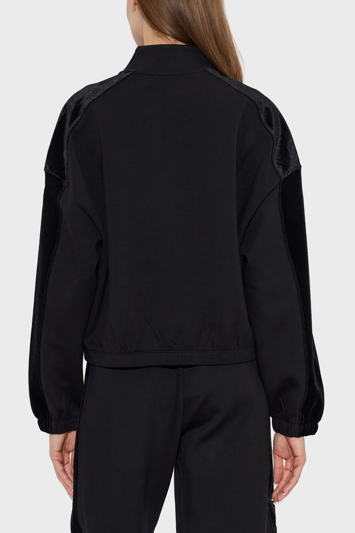 Emporio Armani Şönil ŞErit Detaylı Logolu Pamuklu Kadın Ceket EW004206 AF10002 UC001 Siyah - 3