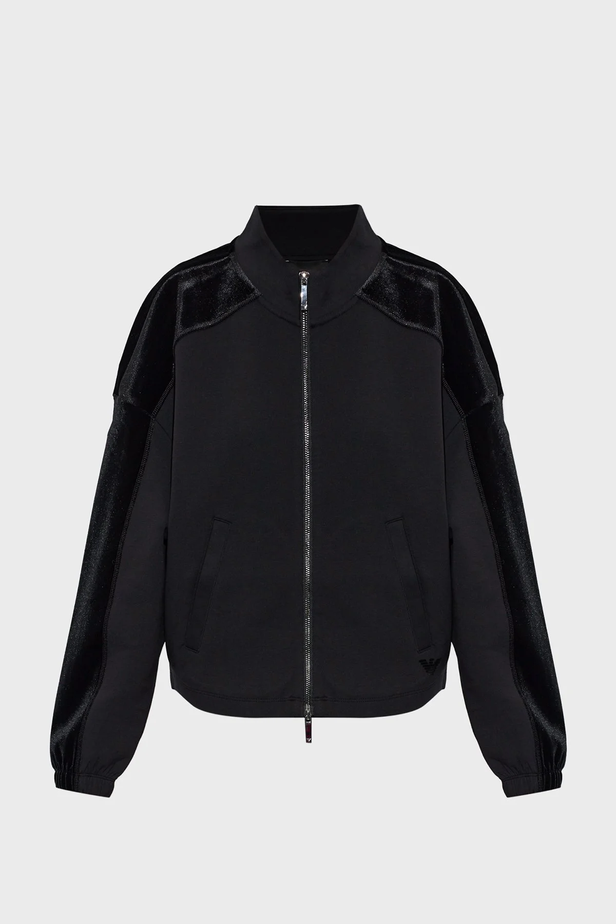 Emporio Armani Şönil ŞErit Detaylı Logolu Pamuklu Kadın Ceket EW004206 AF10002 UC001 Siyah - 4