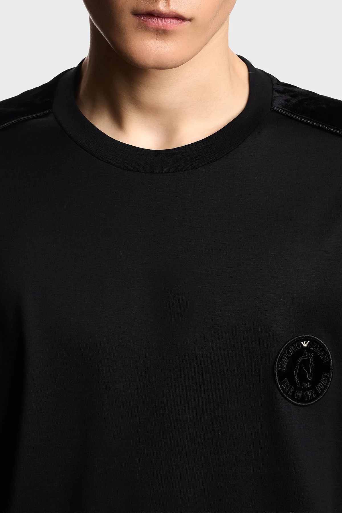 Emporio Armani Şönil Şerit Detaylı Regular Fit Bisiklet Yaka Erkek T Shirt EM005342 AF10017 UC001 SİYAH - 4