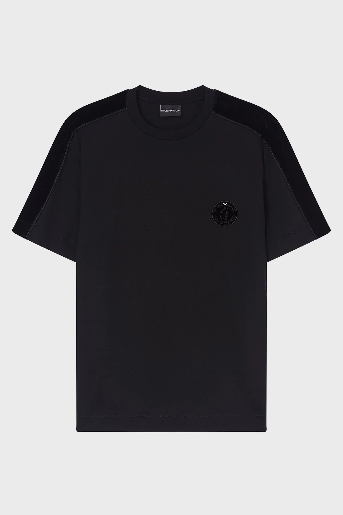 Emporio Armani Şönil Şerit Detaylı Regular Fit Bisiklet Yaka Erkek T Shirt EM005342 AF10017 UC001 SİYAH - 5