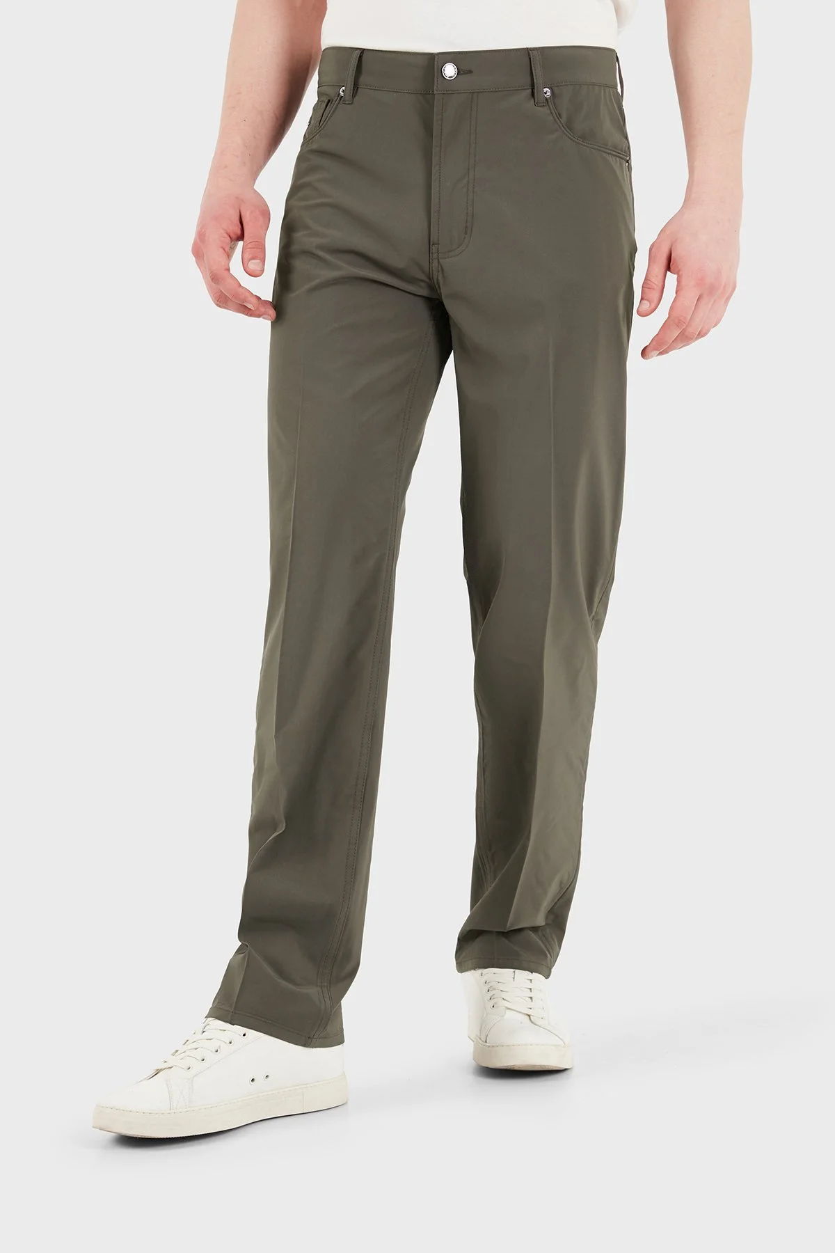 Emporio Armani Straight Fit Normal Bel Düz Paça Erkek Kot Pantolon EM000763 AF21368 U6200 HAKİ - 4