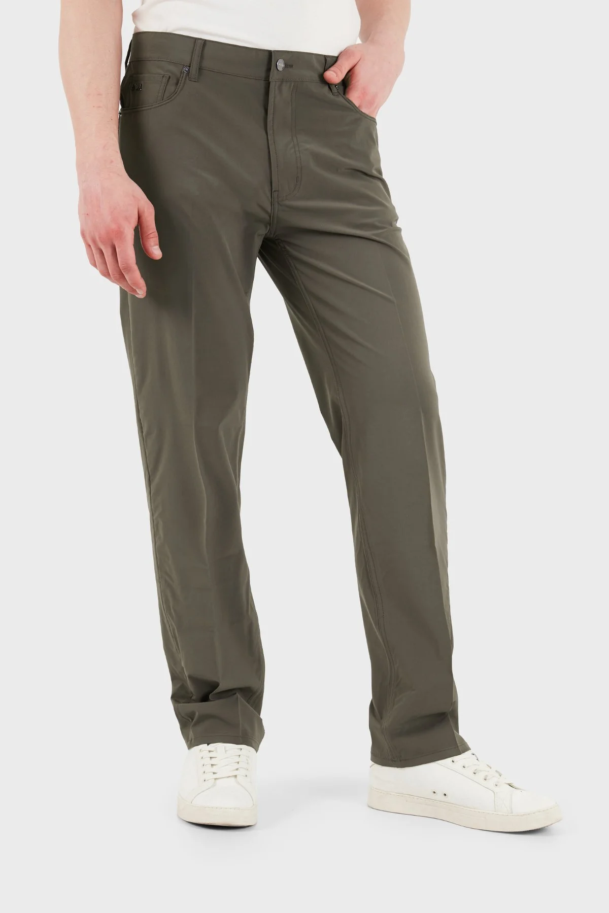 Emporio Armani Straight Fit Normal Bel Düz Paça Erkek Kot Pantolon EM000763 AF21368 U6200 HAKİ - 5