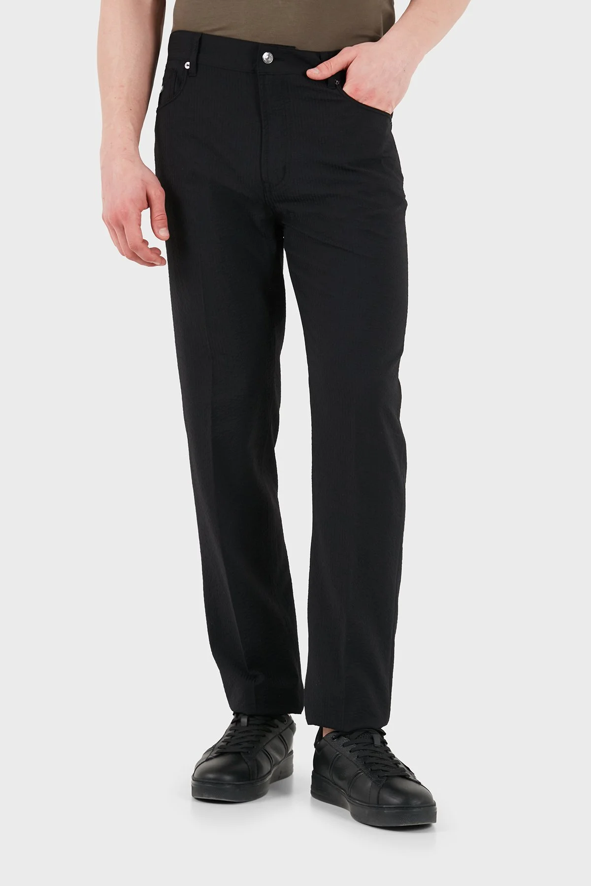 Emporio Armani Straight Fit Normal Bel Düz Paça Jeans Erkek Kot Pantolon EM000763 AF13674 UC001 SİYAH - 4