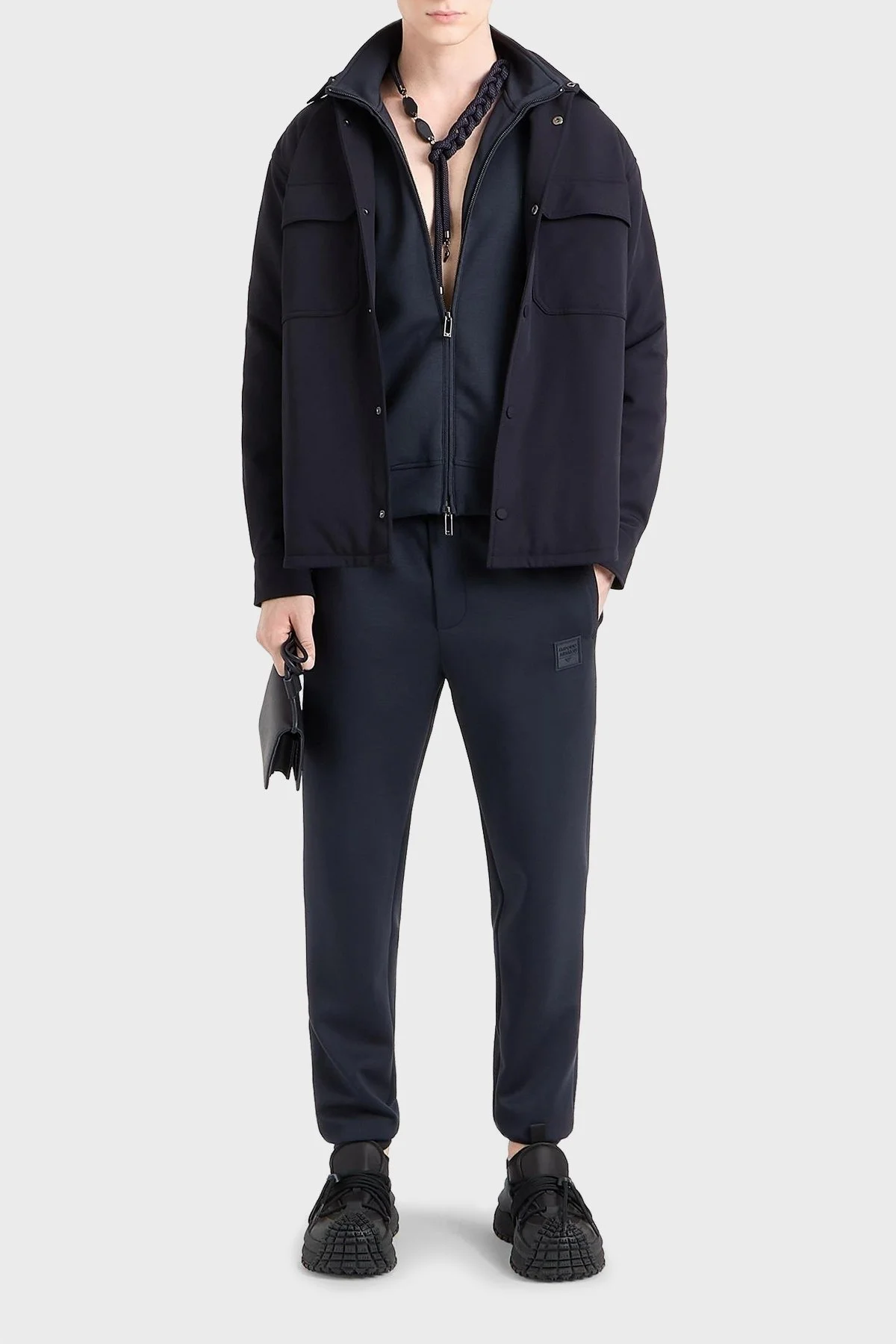 Emporio Armani Streç Logolu Slim Fit Erkek Eşofman Takımı 6D1D72 1JRRZ 0920 LACİVERT - 3