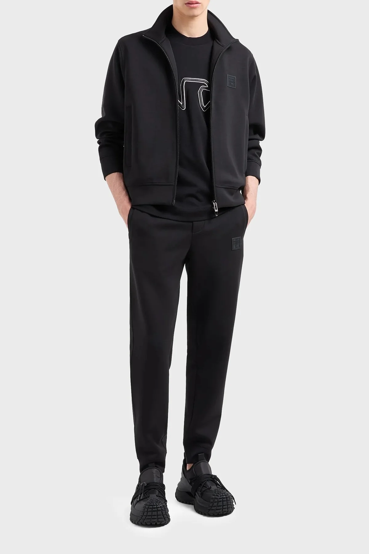 Emporio Armani Streç Logolu Slim Fit Erkek Eşofman Takımı 6D1D72 1JRRZ 0999 SİYAH - 3