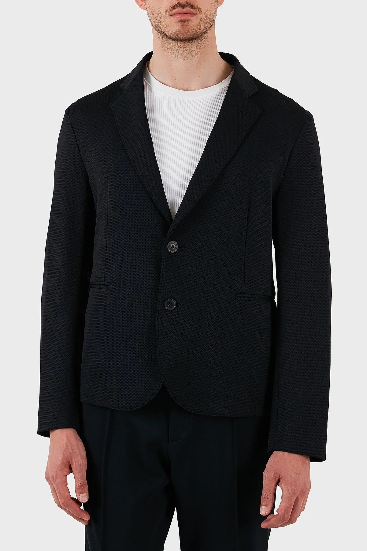 Emporio Armani Streç Mikro Dokuma Regular Fit Blazer Erkek Ceket EM000069 TE13591 UC001 SİYAH - 3