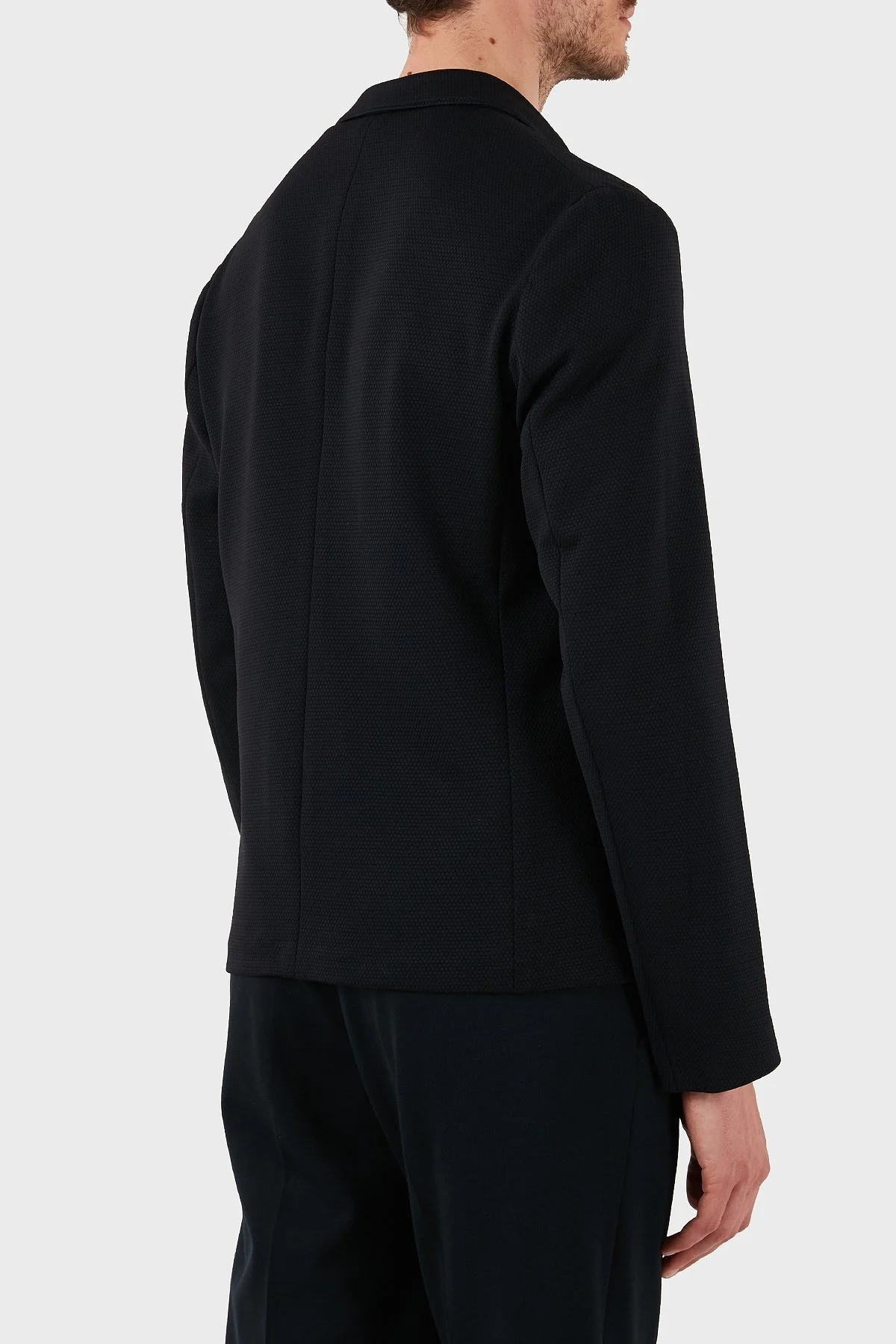 Emporio Armani Streç Mikro Dokuma Regular Fit Blazer Erkek Ceket EM000069 TE13591 UC001 SİYAH - 4