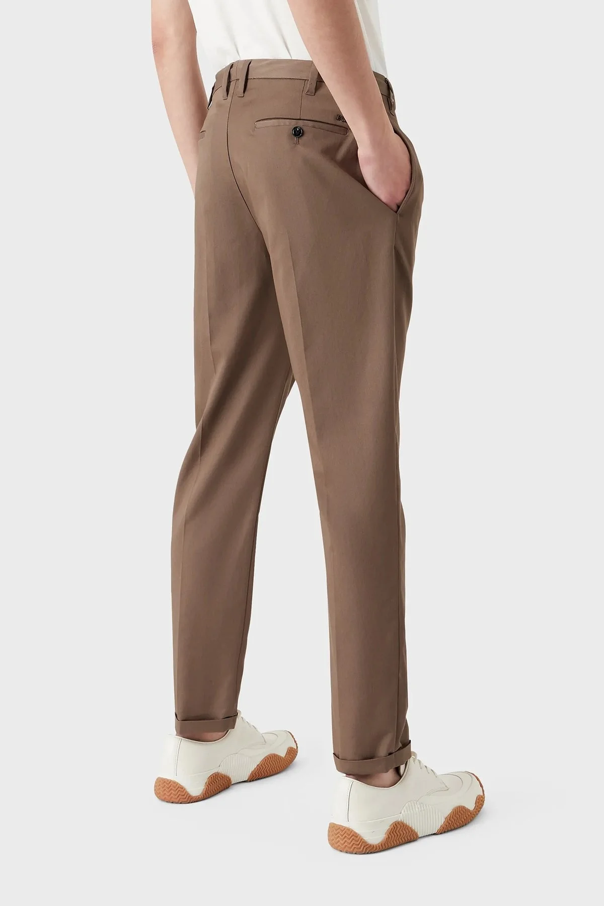 Emporio Armani Streç Normal Bel Düz Paça Slim Fit Erkek Pantolon 3R1PF4 1NSEZ 0440 TOPRAK - 3