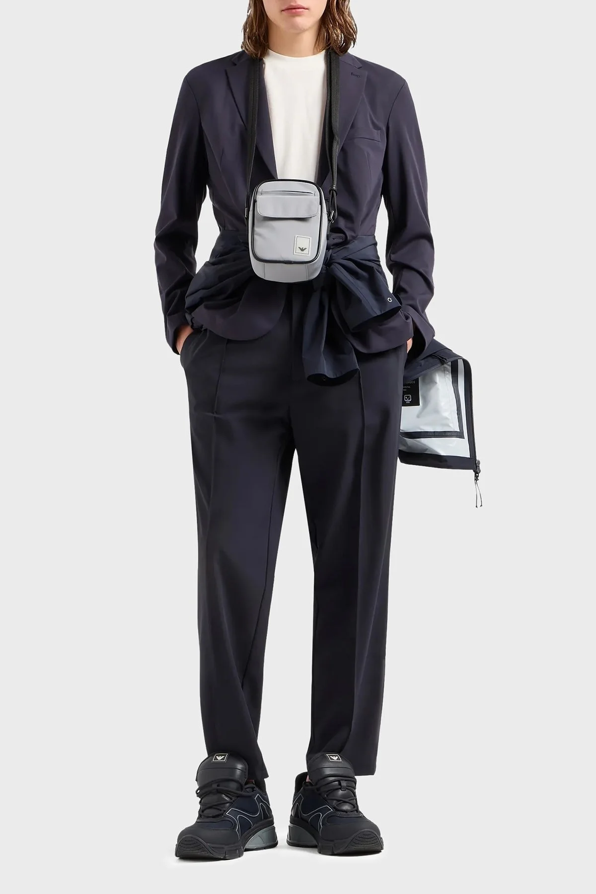 Emporio Armani Streç Normal Bel Tapered Fit Erkek Pantolon EM000045 AF10061 UB118 LACİVERT - 2