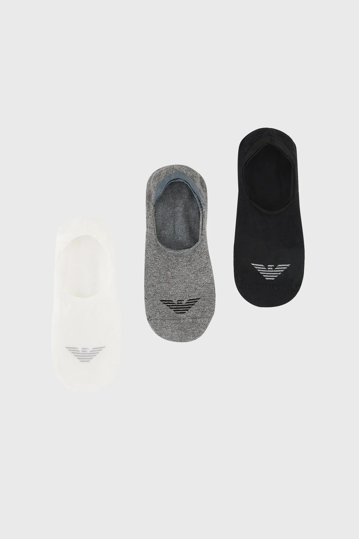 Emporio Armani Streç Pamuklu 3 Pack Babet Erkek Çorap 306229 4R234 35521 Gri-Beyaz-Siyah - 1