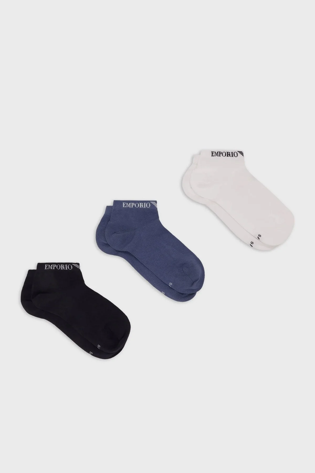 Emporio Armani Streç Pamuklu 3 Pack Erkek Çorap 300038 3R254 09911 Siyah-Beyaz-Lacivert - 1
