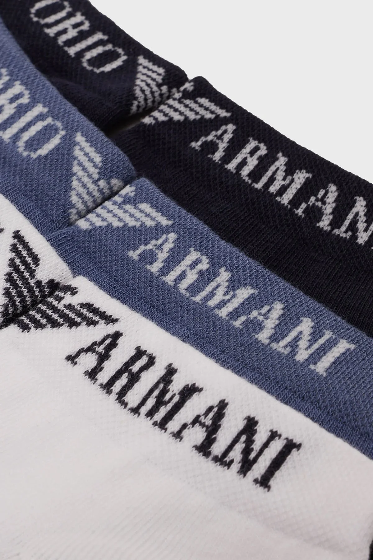 Emporio Armani Streç Pamuklu 3 Pack Erkek Çorap 300038 3R254 09911 Siyah-Beyaz-Lacivert - 2