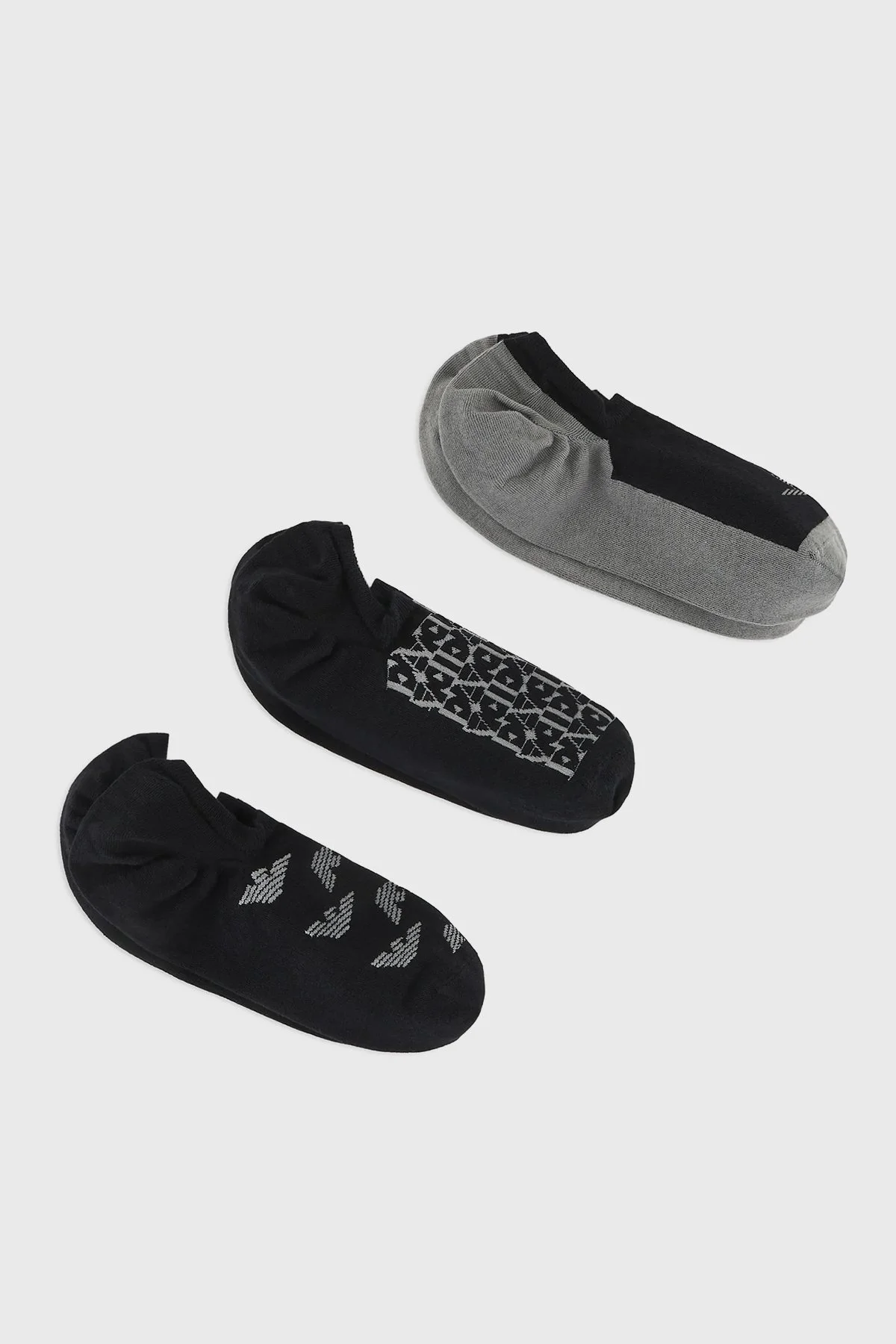 Emporio Armani Streç Pamuklu 3 Pack Erkek Çorap 304328 4R292 35321 Siyah-Gri-Siyah - 1