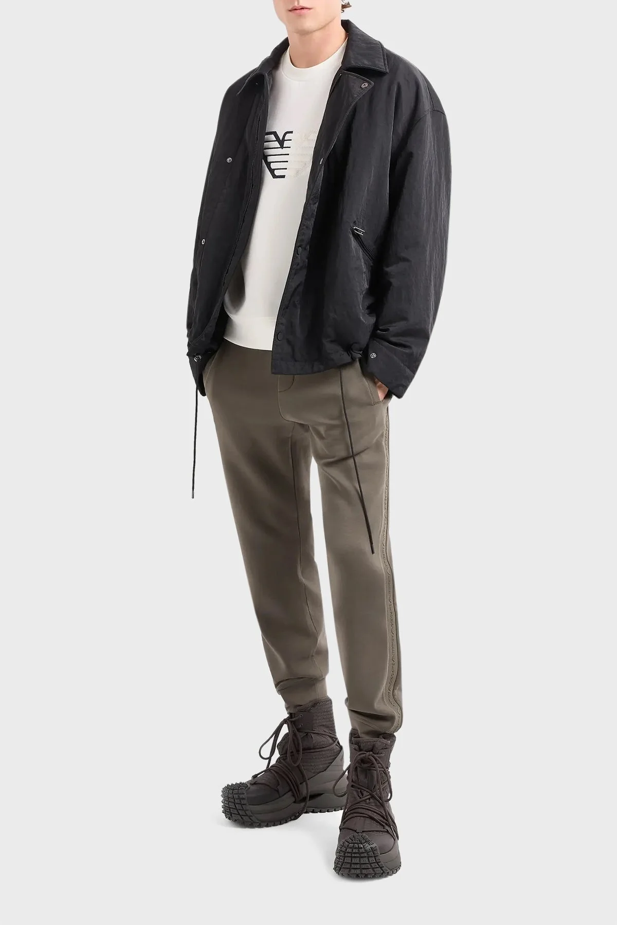 Emporio Armani Streç Pamuklu Bisiklet Yaka Erkek Sweat 6D1M76 1JHSZ 0101 BEYAZ - 2