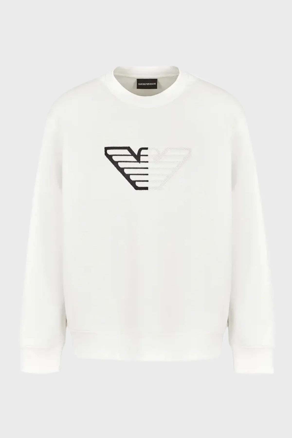 Emporio Armani Streç Pamuklu Bisiklet Yaka Erkek Sweat 6D1M76 1JHSZ 0101 BEYAZ - 5