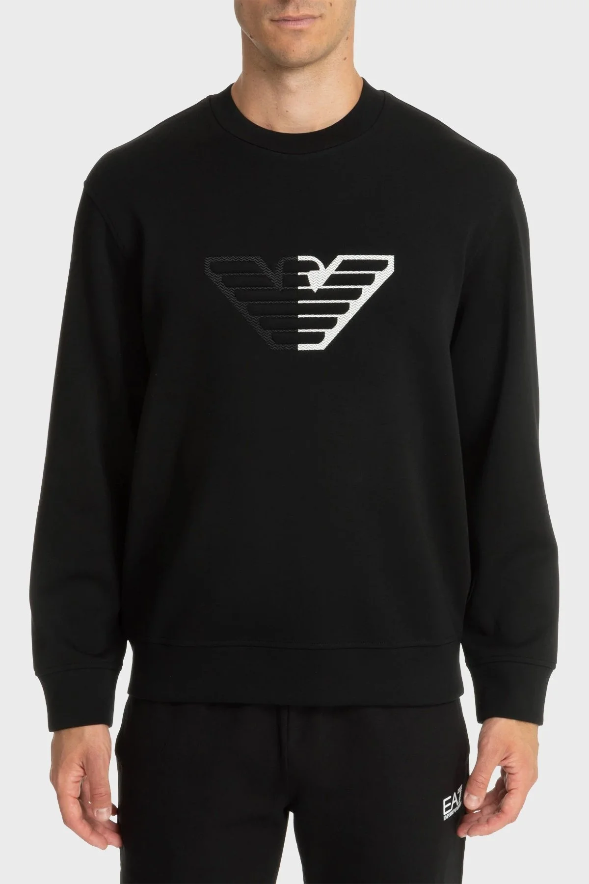 Emporio Armani Streç Pamuklu Bisiklet Yaka Erkek Sweat 6D1M76 1JHSZ 0999 SİYAH - 1