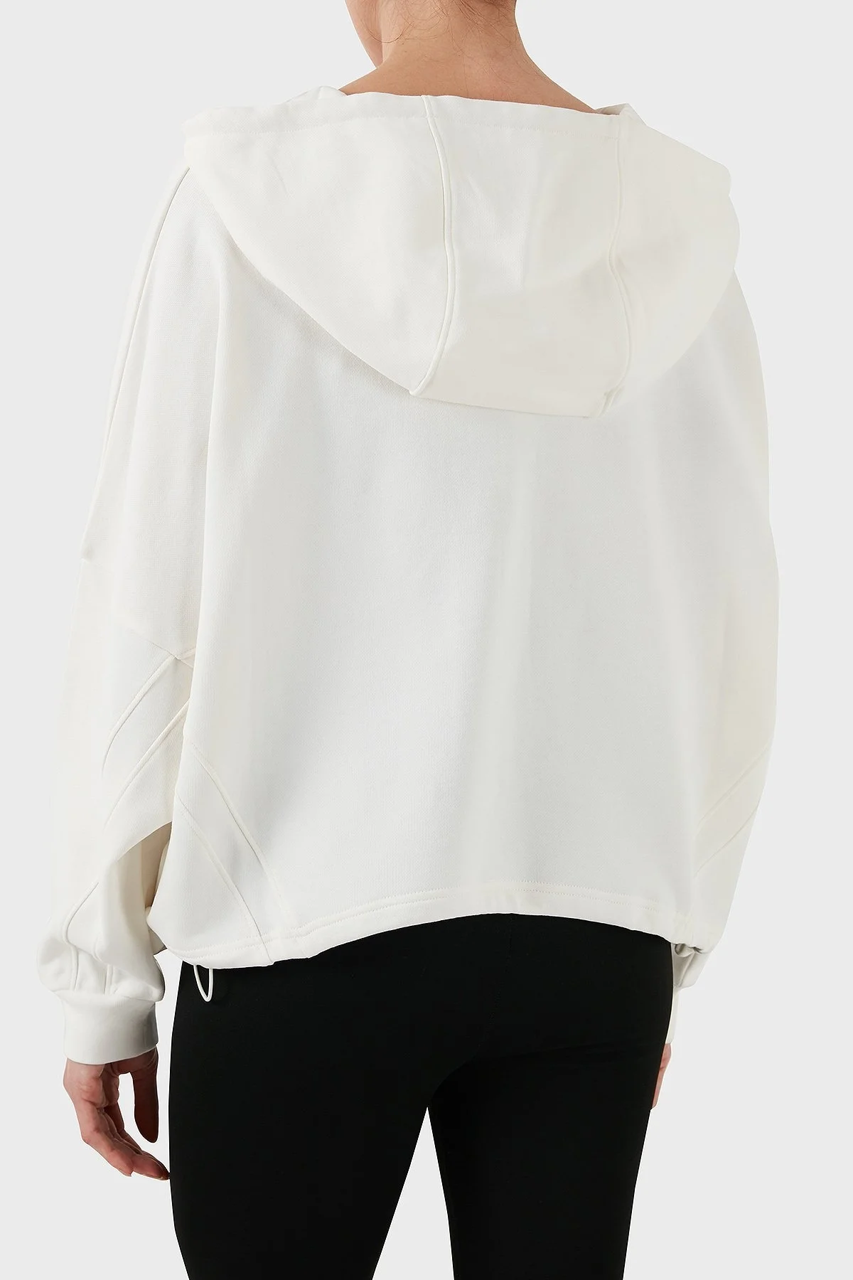 Emporio Armani Streç Pamuklu Boyfirend Fit Kapüşonlu Bayan Sweat 6D2M7F 2J49Z 0101 BEYAZ - 8