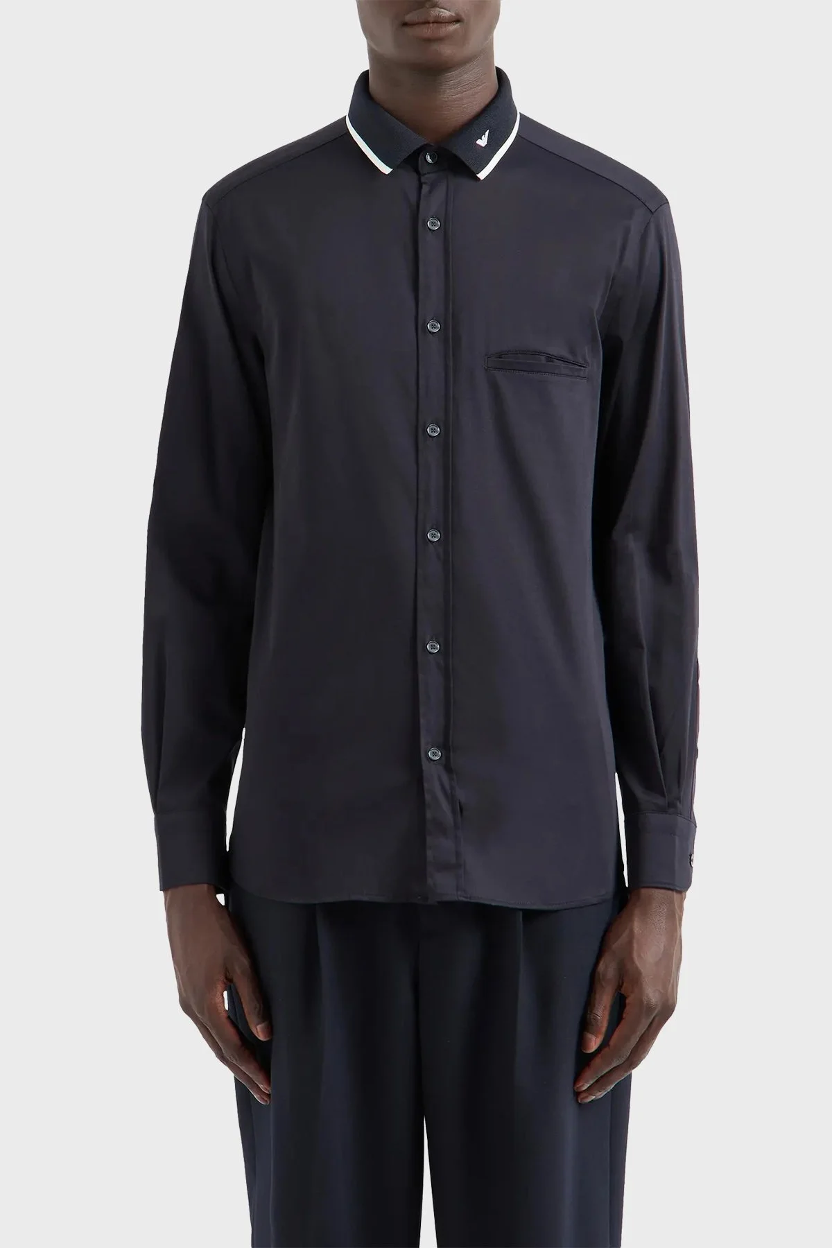 Emporio Armani Streç Pamuklu Erkek Gömlek 6D1CM1 1K6DZ 0920 LACİVERT - 6