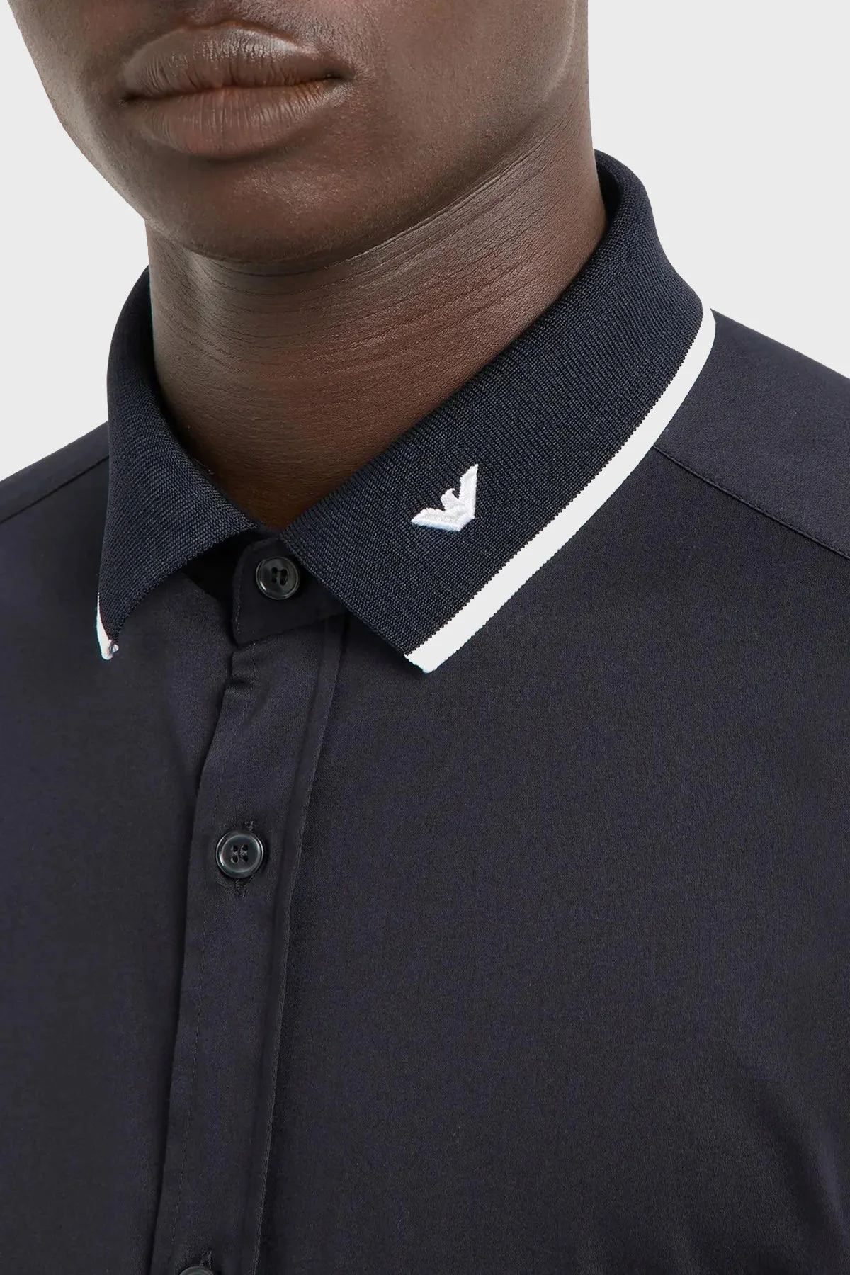 Emporio Armani Streç Pamuklu Erkek Gömlek 6D1CM1 1K6DZ 0920 LACİVERT - 4