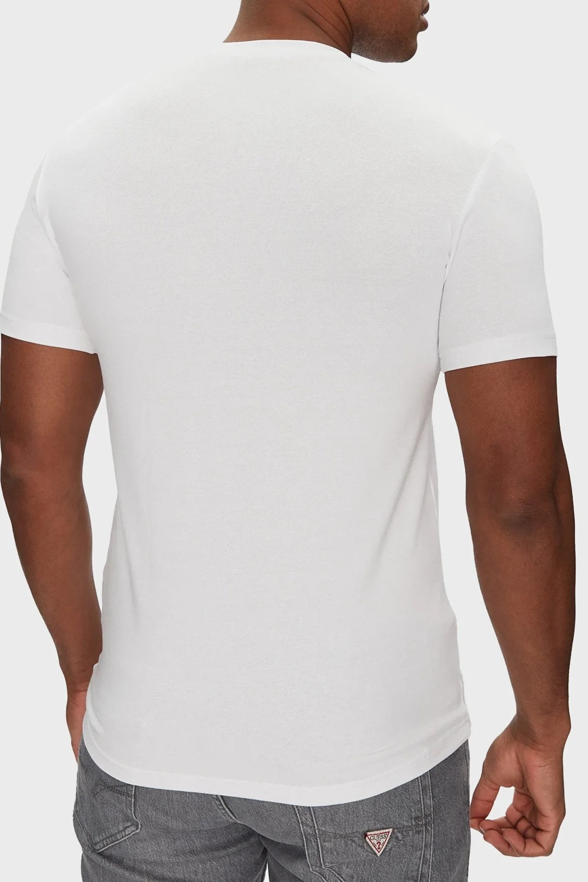 Emporio Armani Streç Pamuklu Fitted Fit Bisiklet Yaka Erkek T Shirt EM000379 AF10785 U0002 BEYAZ - 2