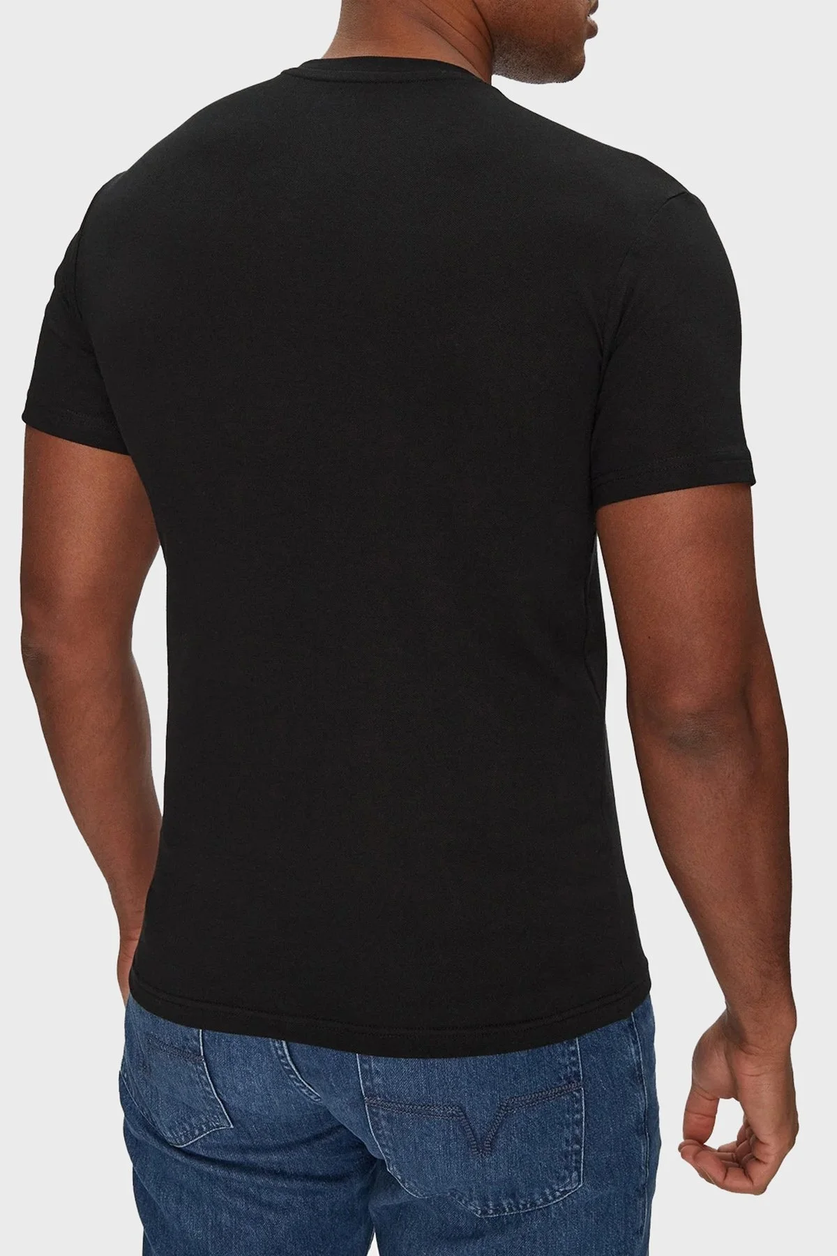 Emporio Armani Streç Pamuklu Fitted Fit Bisiklet Yaka Erkek T Shirt EM000379 AF10785 UC001 SİYAH - 2