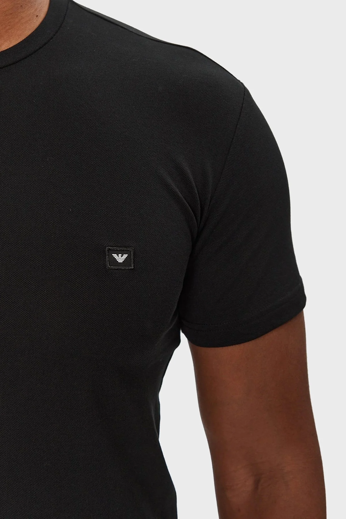 Emporio Armani Streç Pamuklu Fitted Fit Bisiklet Yaka Erkek T Shirt EM000379 AF10785 UC001 SİYAH - 4