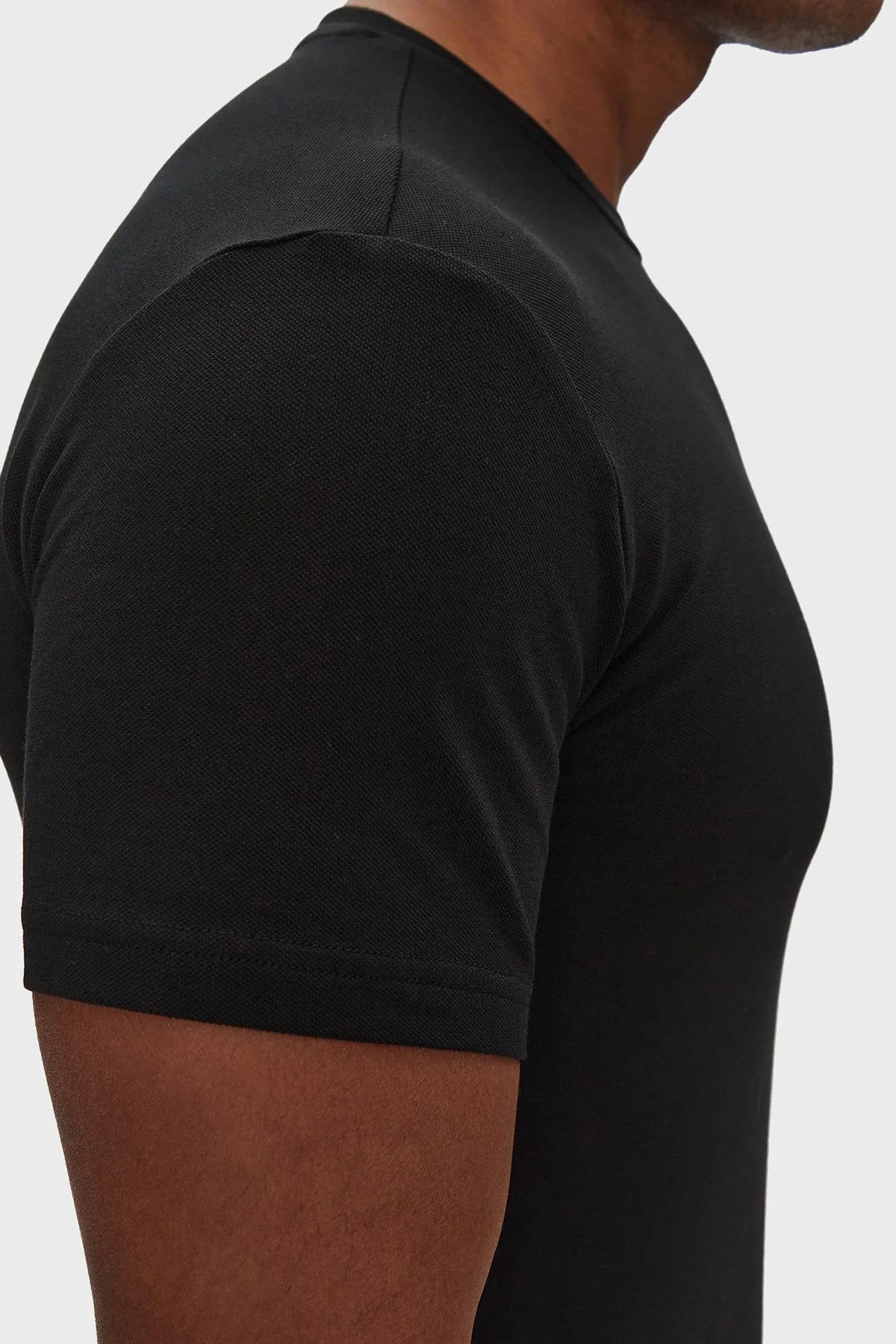 Emporio Armani Streç Pamuklu Fitted Fit Bisiklet Yaka Erkek T Shirt EM000379 AF10785 UC001 SİYAH - 5